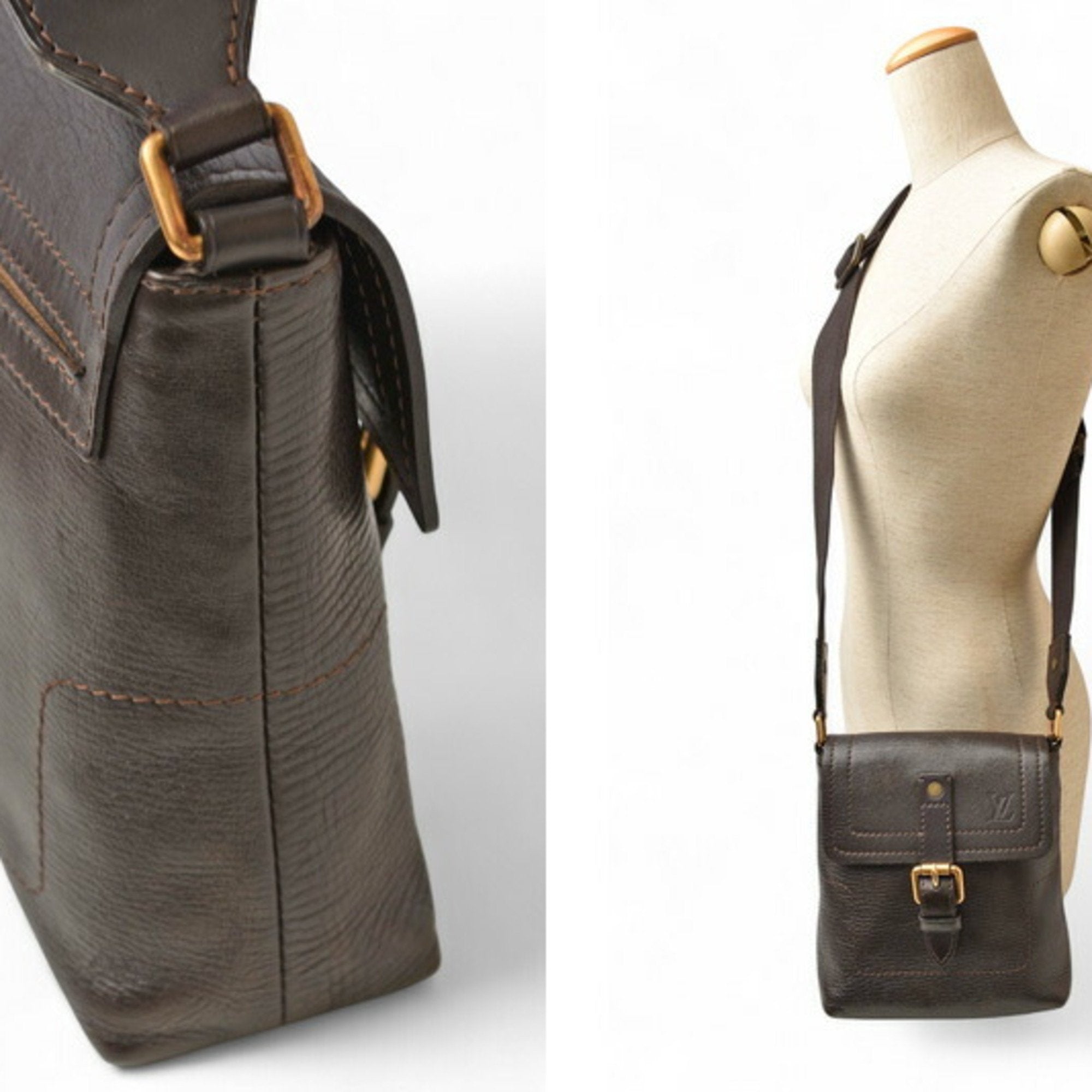 Louis Vuitton Coffee Utah Leather Shoulder Bag (Pre-Owned)