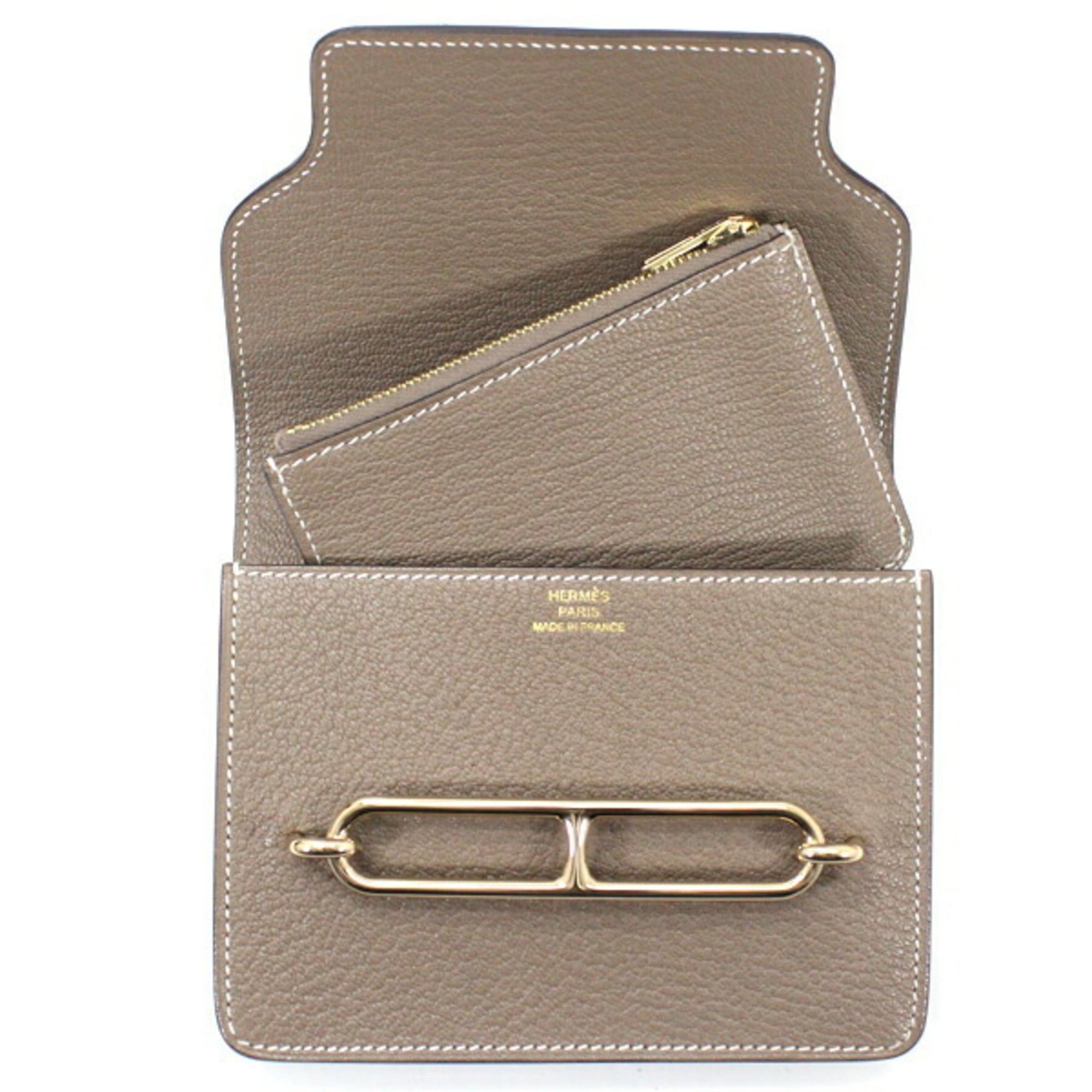 Hermes Etoupe Gray Chevre Myzore Leather Wallet (Bi-Fold) (Pre-Owned)
