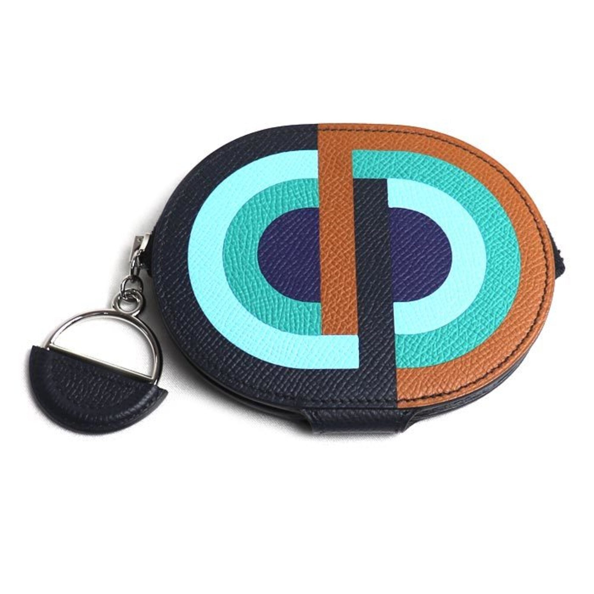 Hermes Blue Indigo Multi-Color Epsom Leather Coin Purse/Coin Case (Pre-Owned)