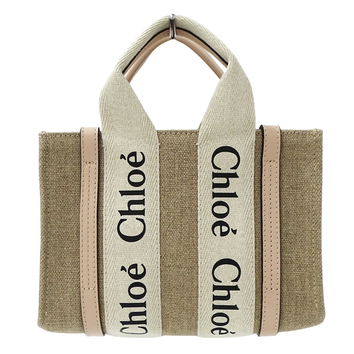 Chloé Beige Pink Canvas Handbag Shoulder Bag Tote Bag (Pre-Owned)