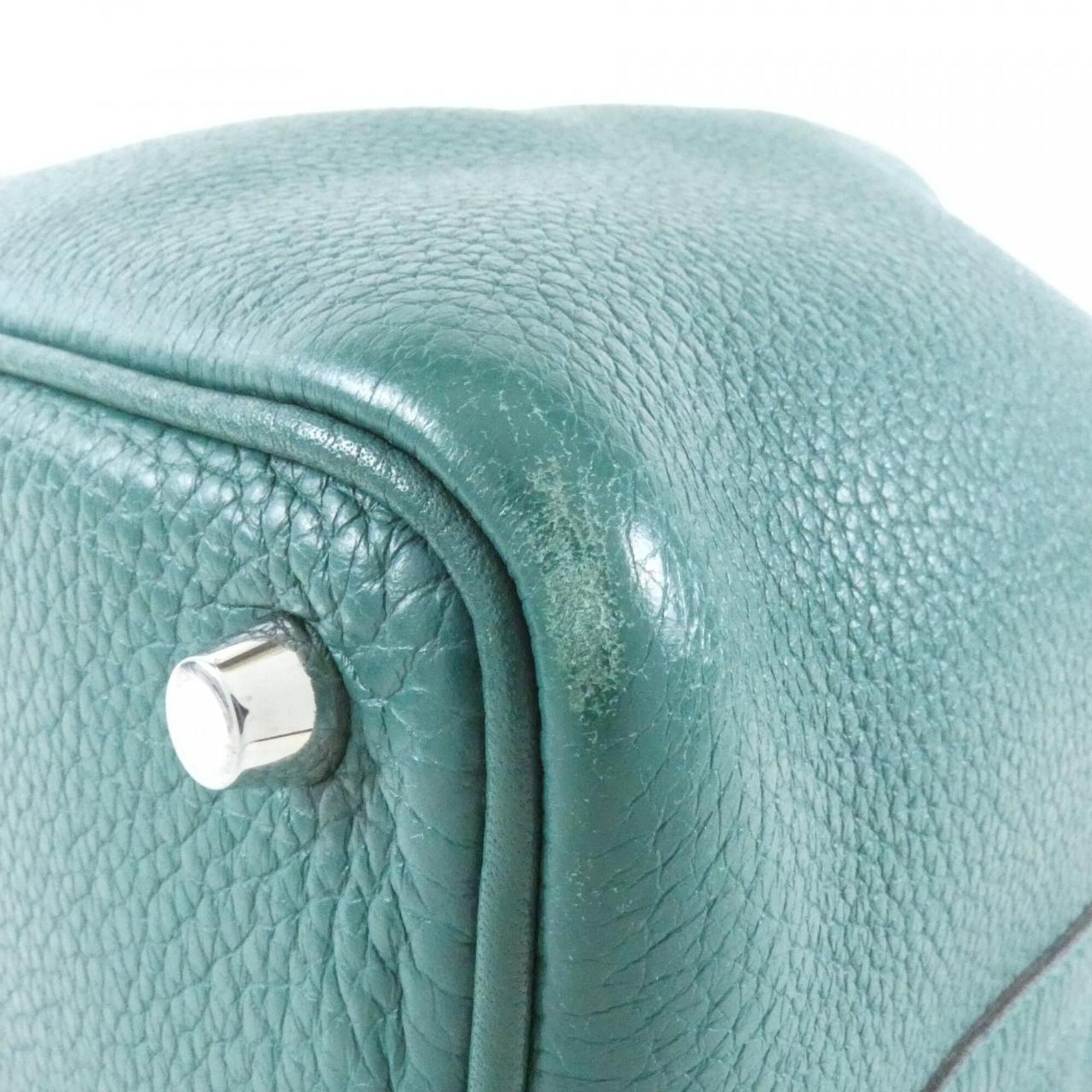 Hermes Green Taurillon Clemence Leather Handbag (Pre-Owned)