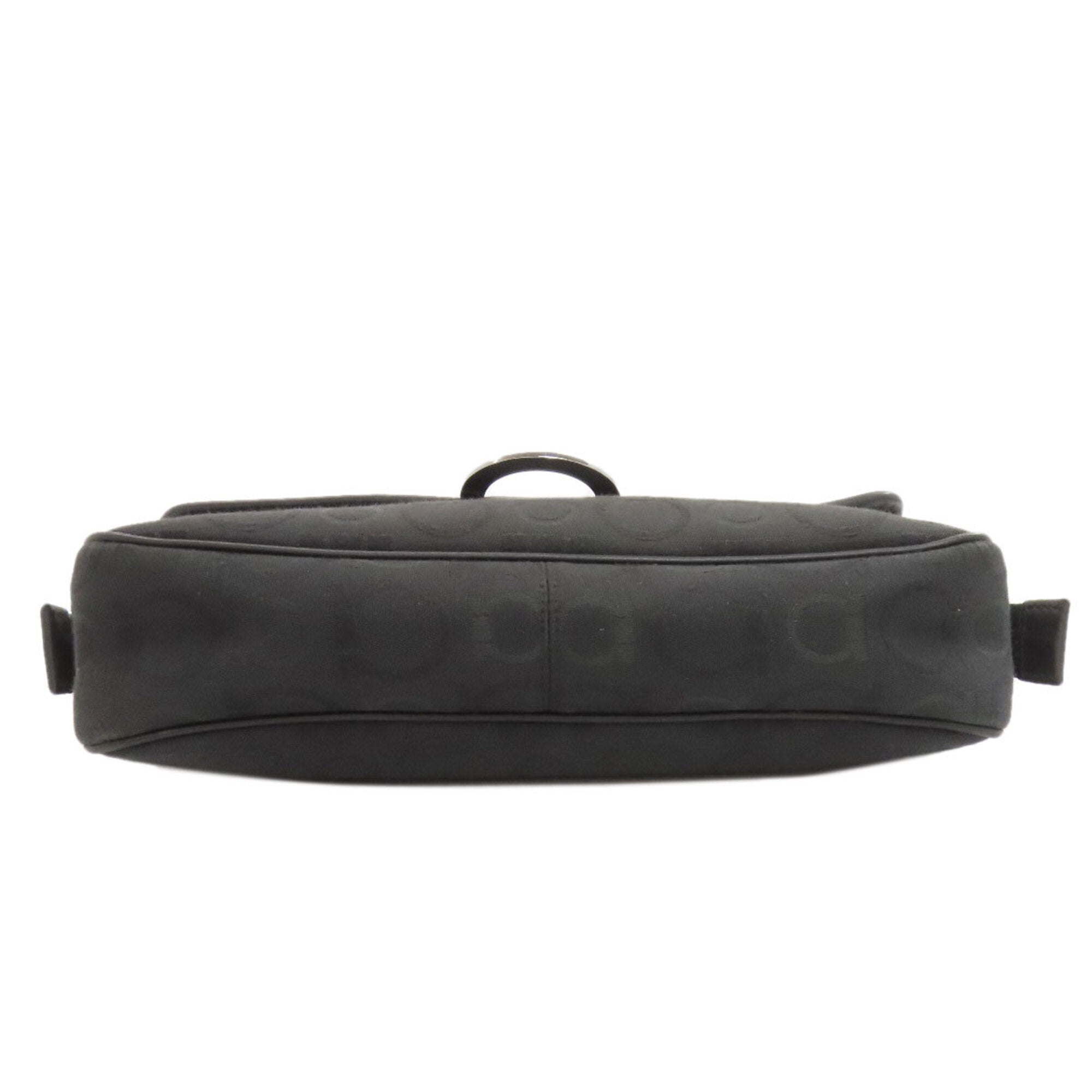 Salvatore Ferragamo Gancini Black Canvas Shoulder Bag (Pre-Owned)