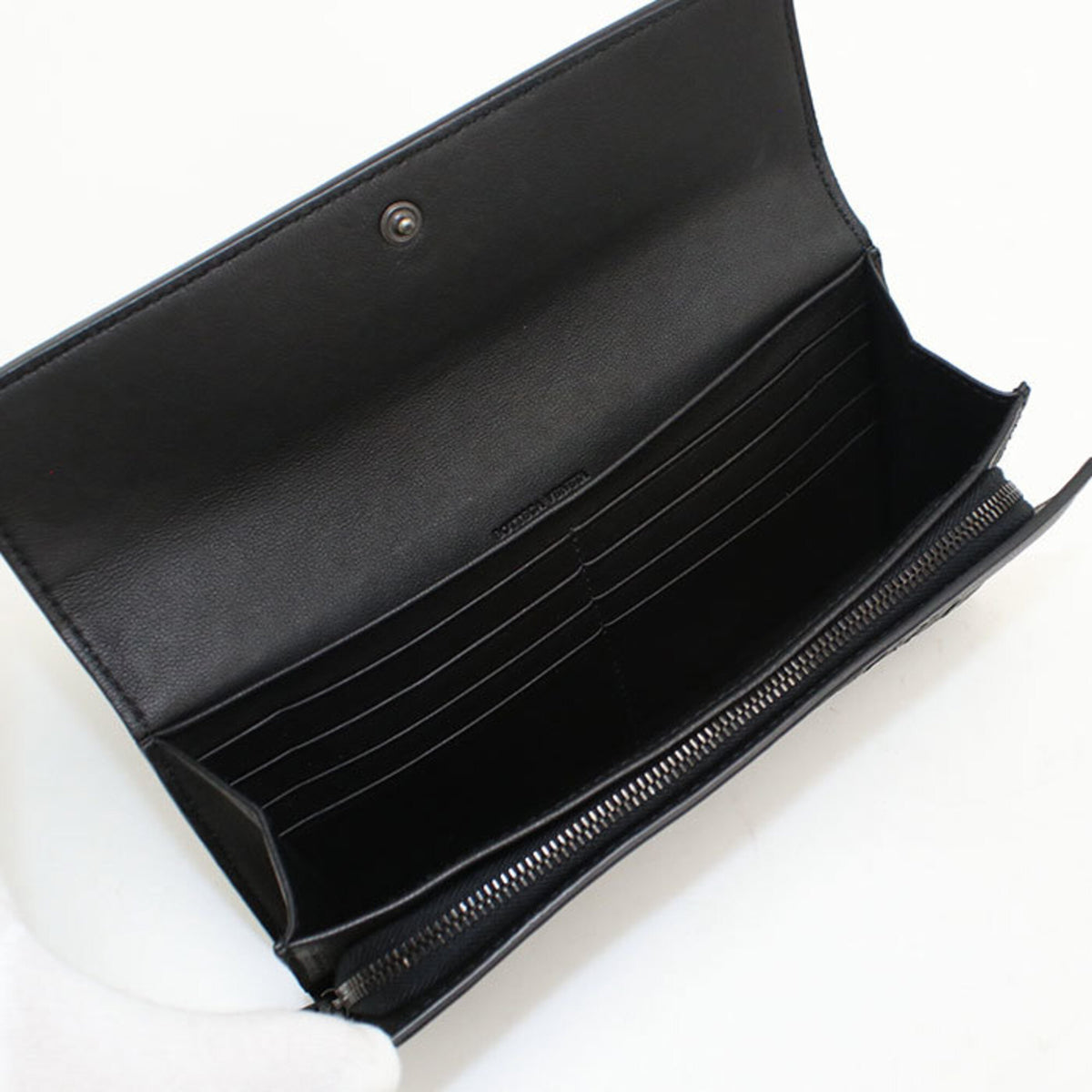 Bottega Veneta Black Leather Long Wallet (Bi-Fold) (Pre-Owned)