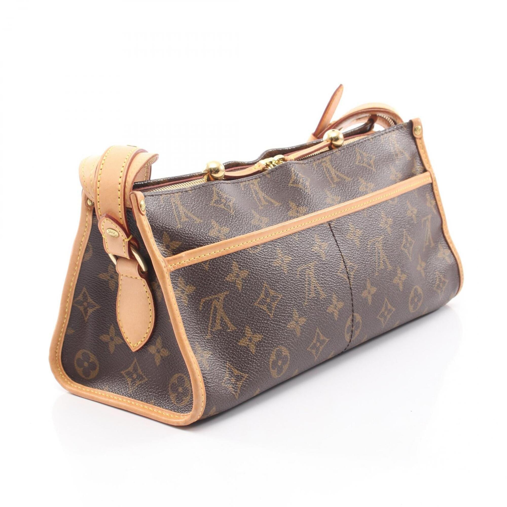 Louis Vuitton Brown Coated Canvas Leather Handbag Shoulder Bag (Pre-Owned)