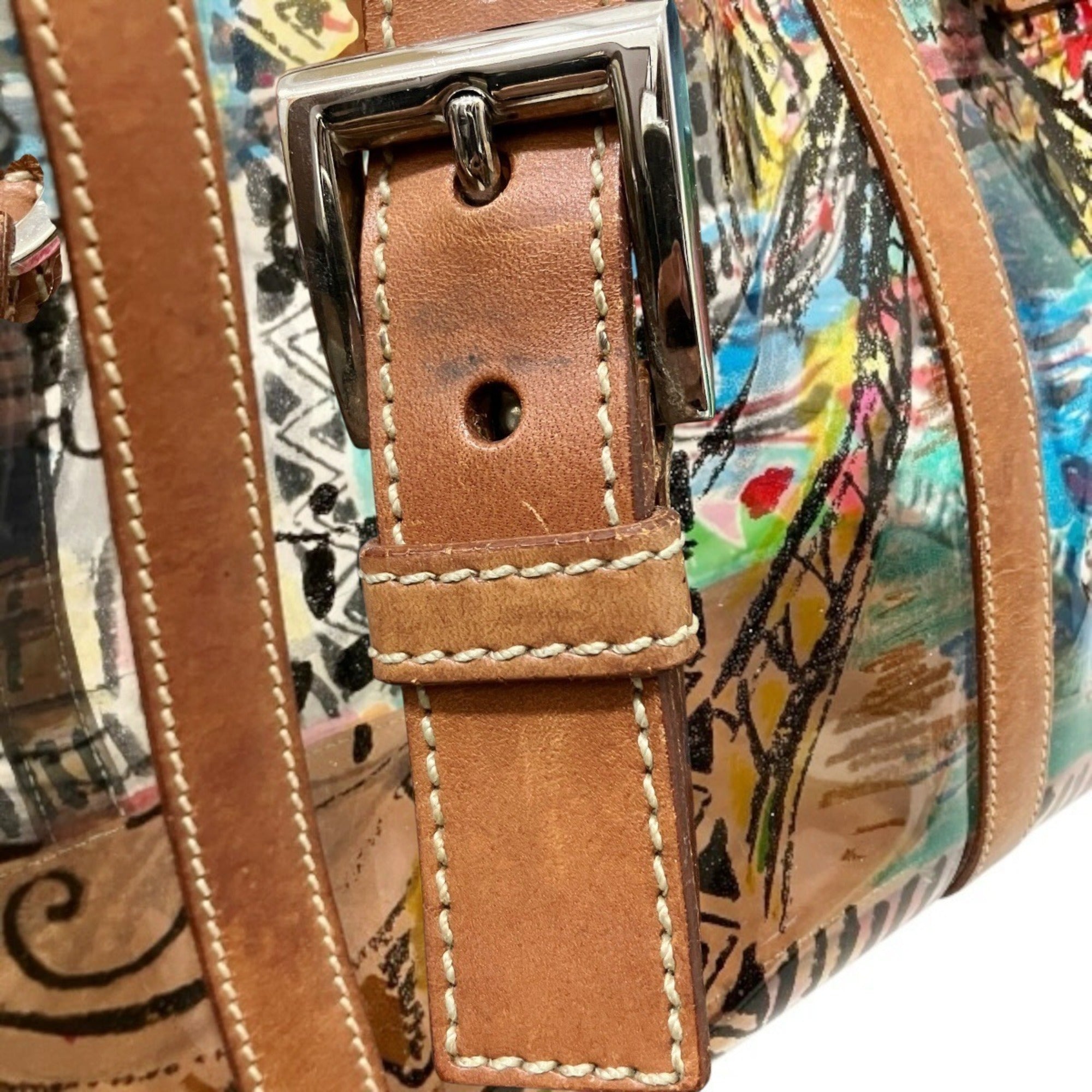 Prada Multi-Color Vinyl Leather Tote Bag (Pre-Owned)