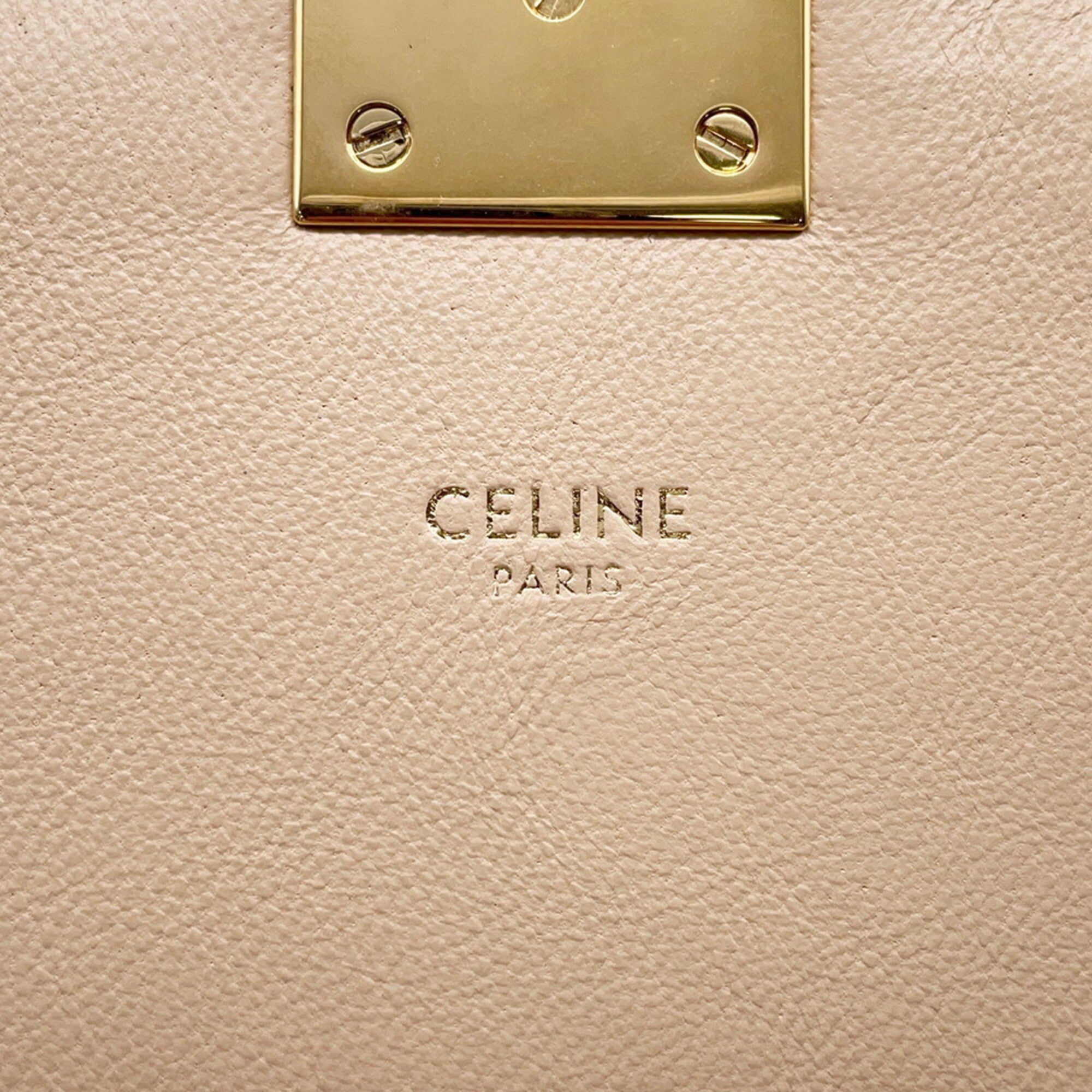 Celine Beige Leather Handbag Shoulder Bag (Pre-Owned)