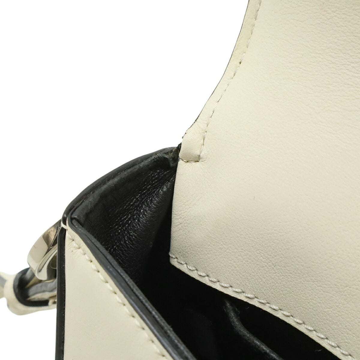 Prada Saffiano Ivory Leather Clutch Bag Pochette (Pre-Owned)