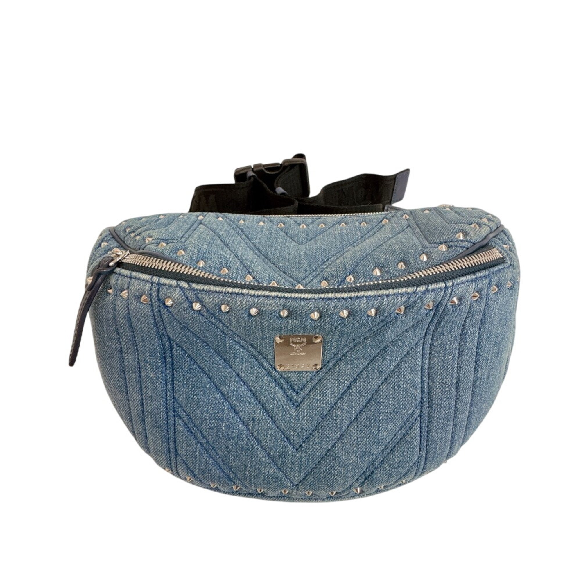 Mcm Blue Canvas Sling Bag (Pre-Owned)