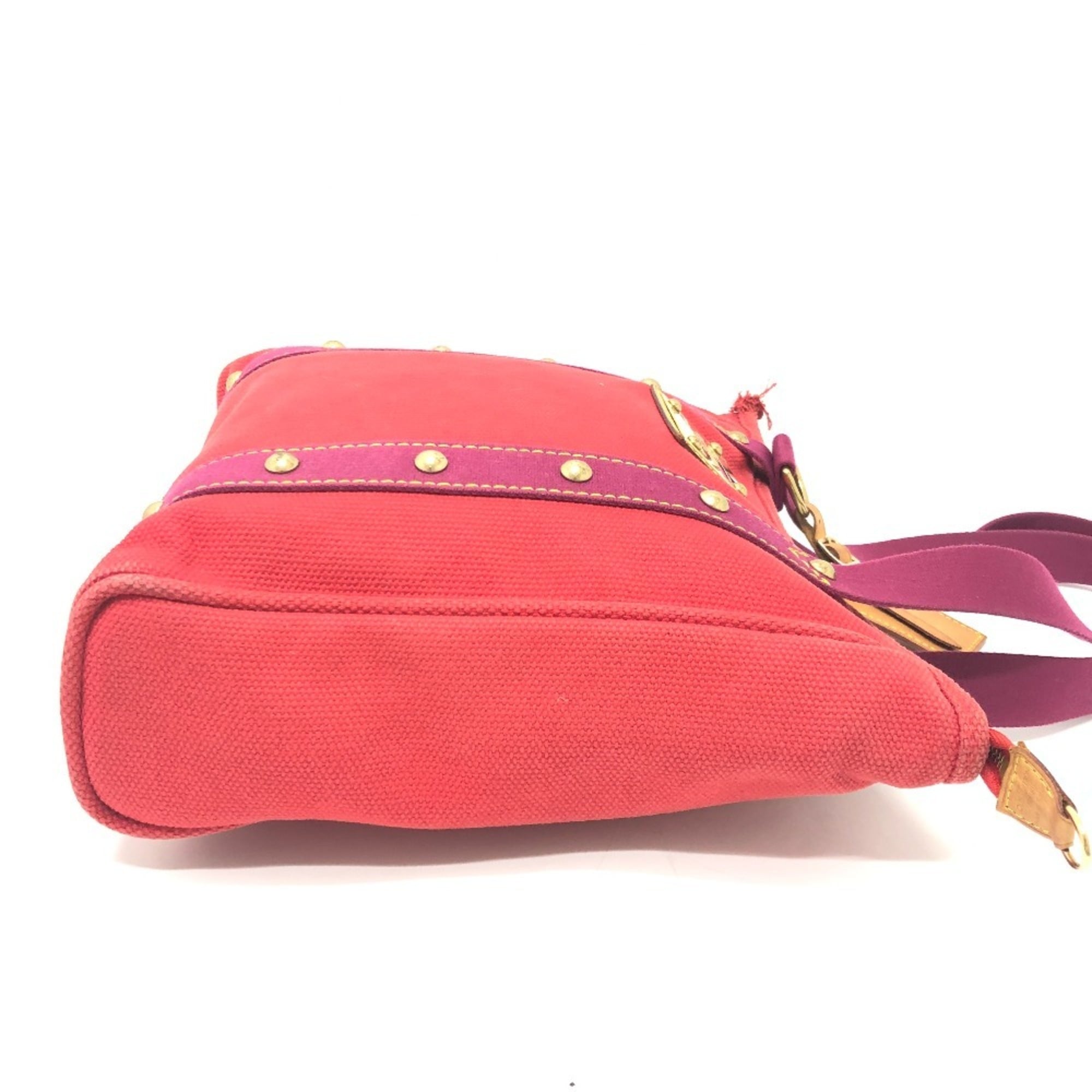 Louis Vuitton Red Color Canvas Tote Bag (Pre-Owned)