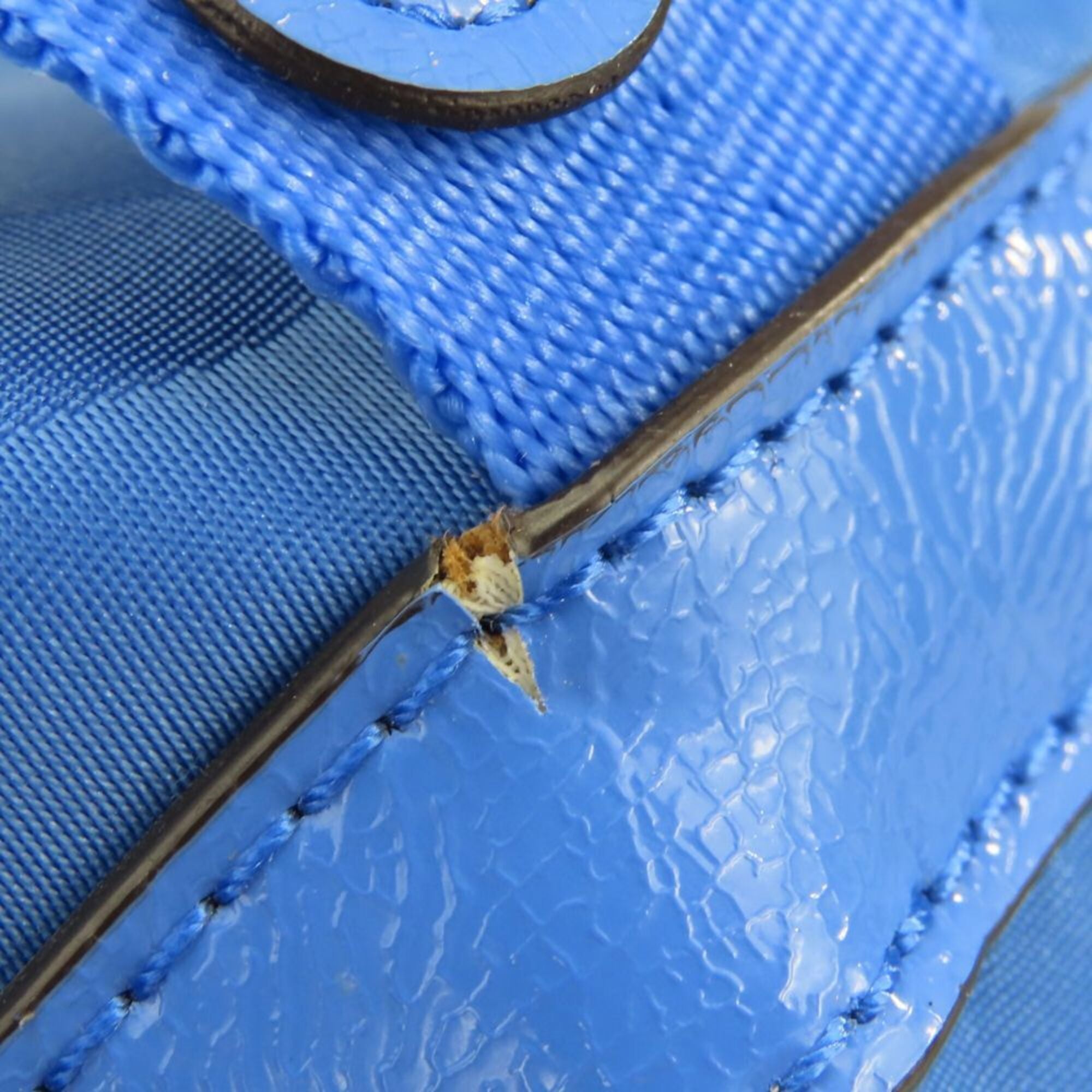 Coach Signature Blue Nylon Leather Backpack (Pre-Owned)