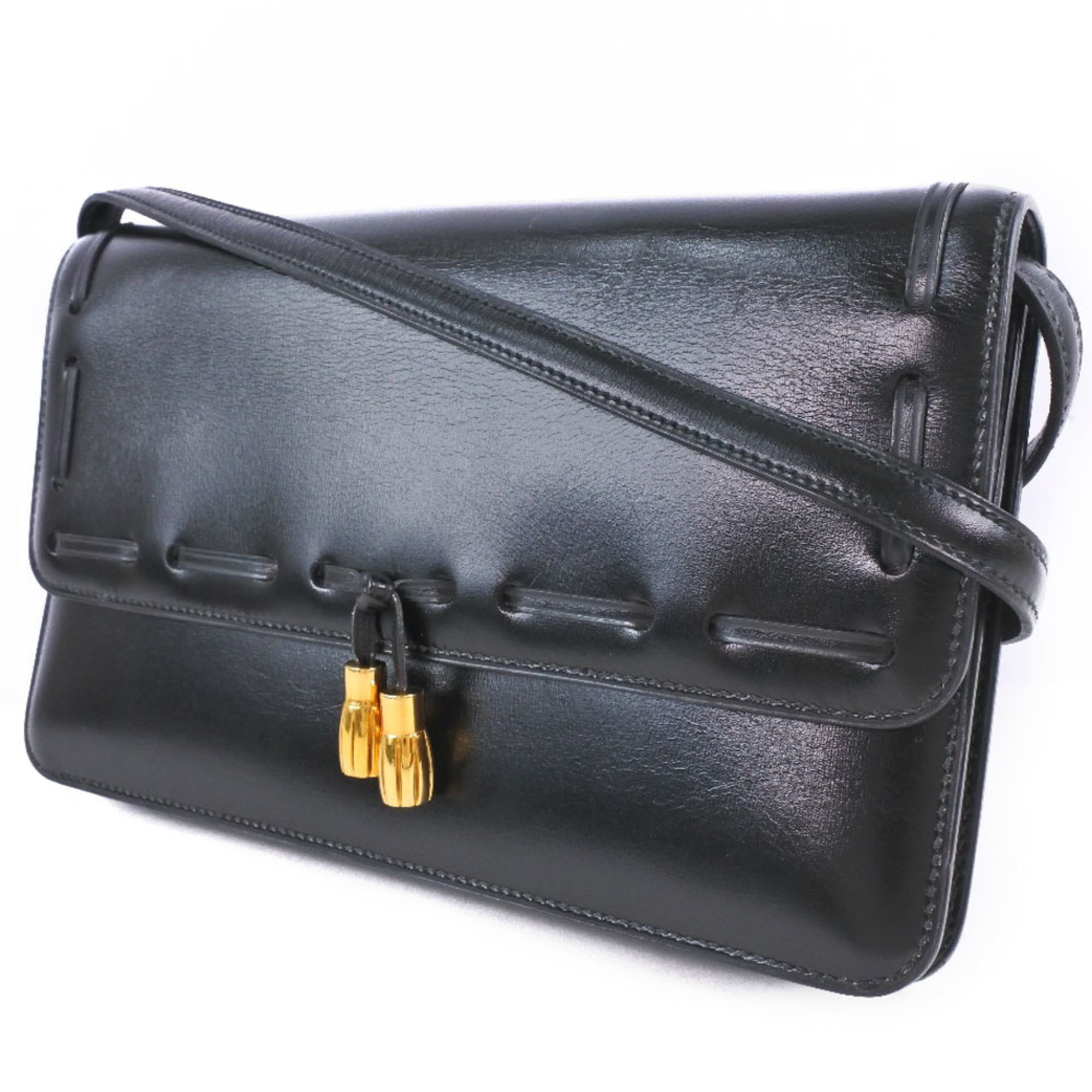 Hermes Black Leather Shoulder Bag (Pre-Owned)