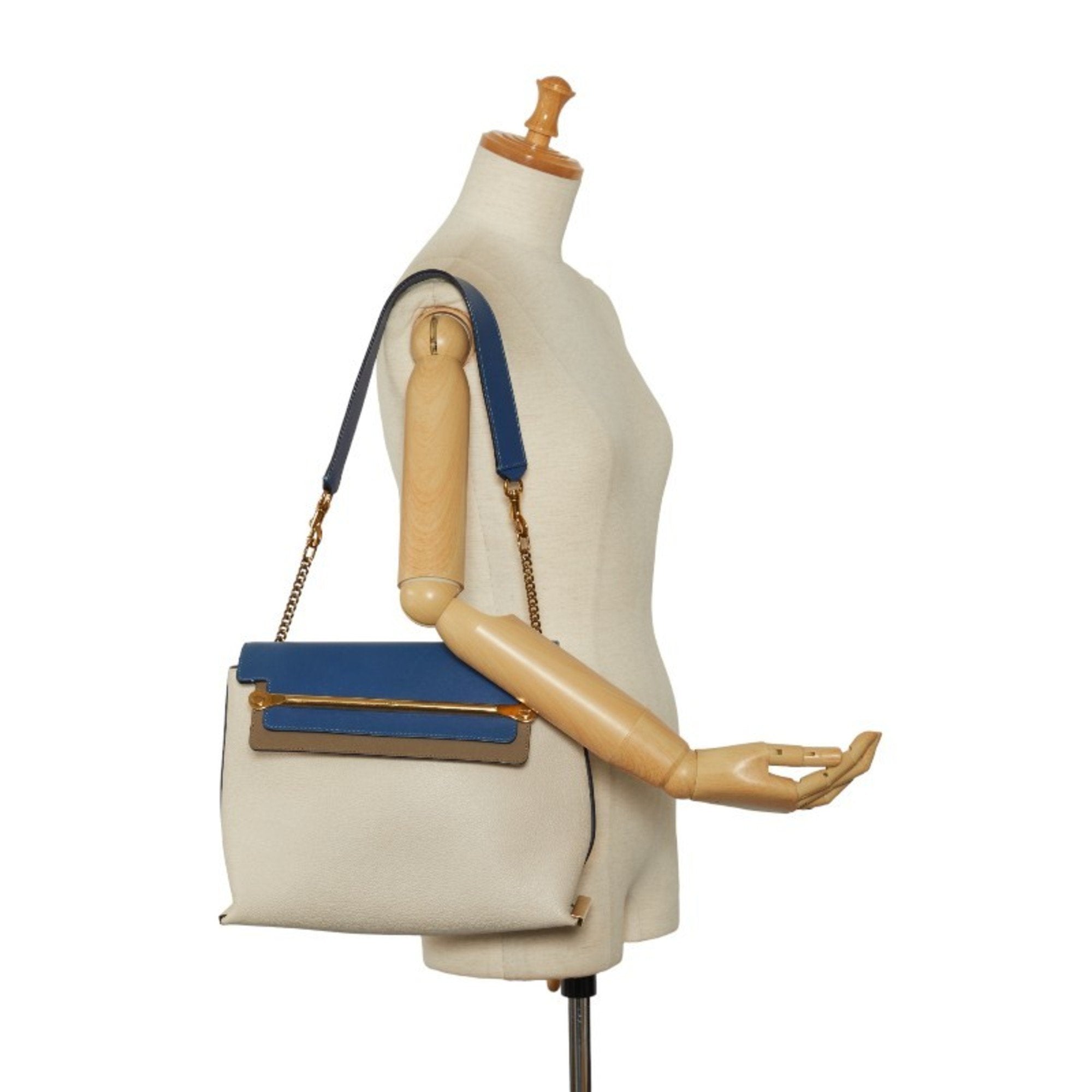 Chloé Black Ivory Navy Leather Shoulder Bag (Pre-Owned)