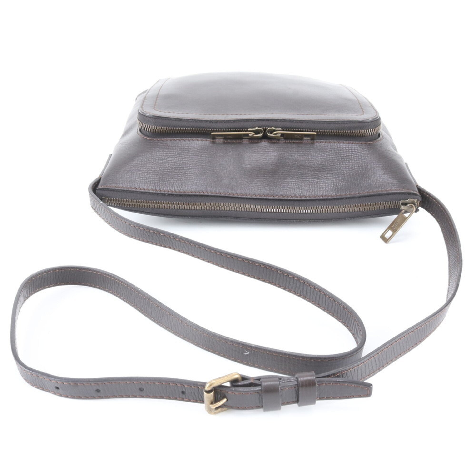 Louis Vuitton Coffee Leather Messenger Bag Shoulder Bag (Pre-Owned)