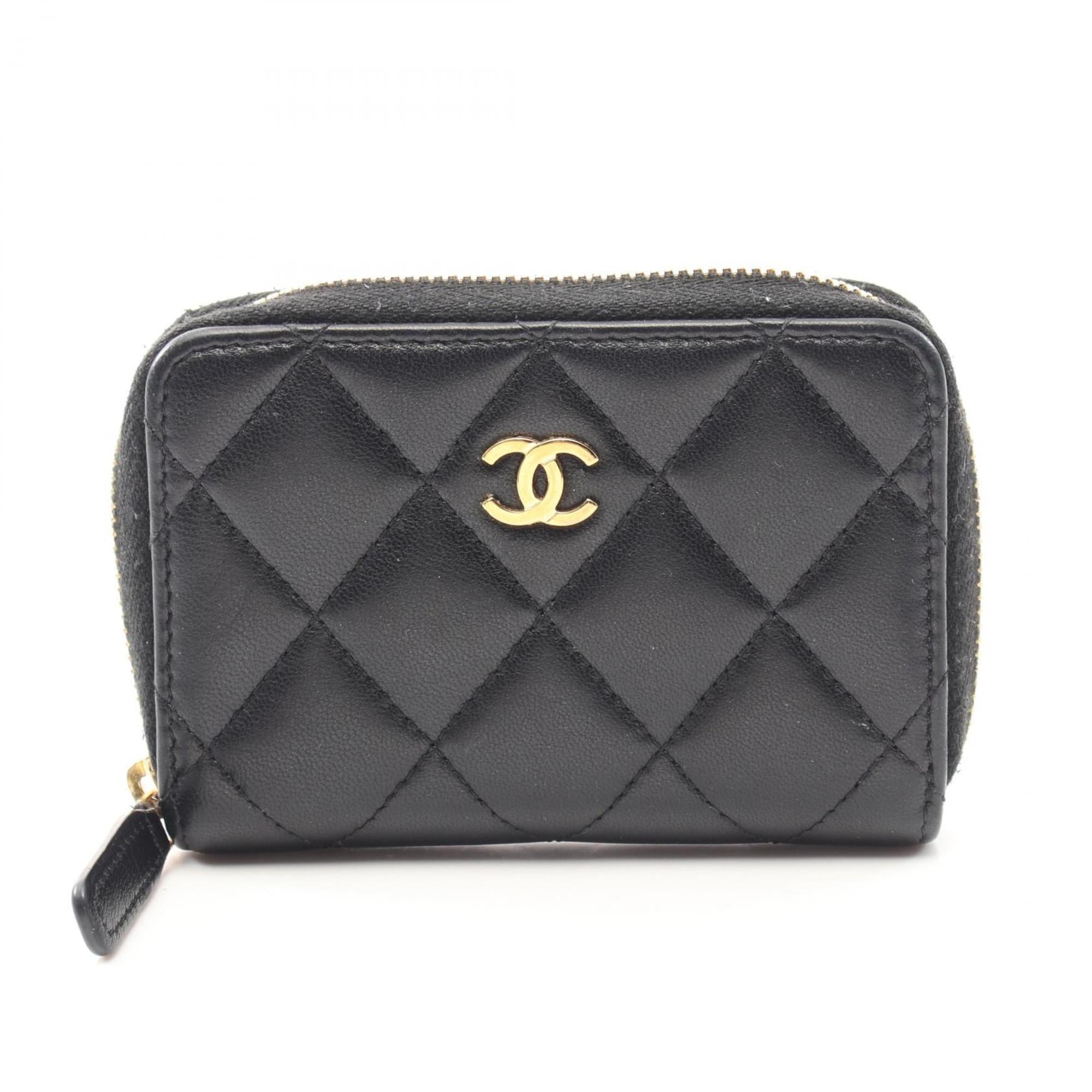 Chanel Black Leather Coin Purse/Coin Case (Pre-Owned)