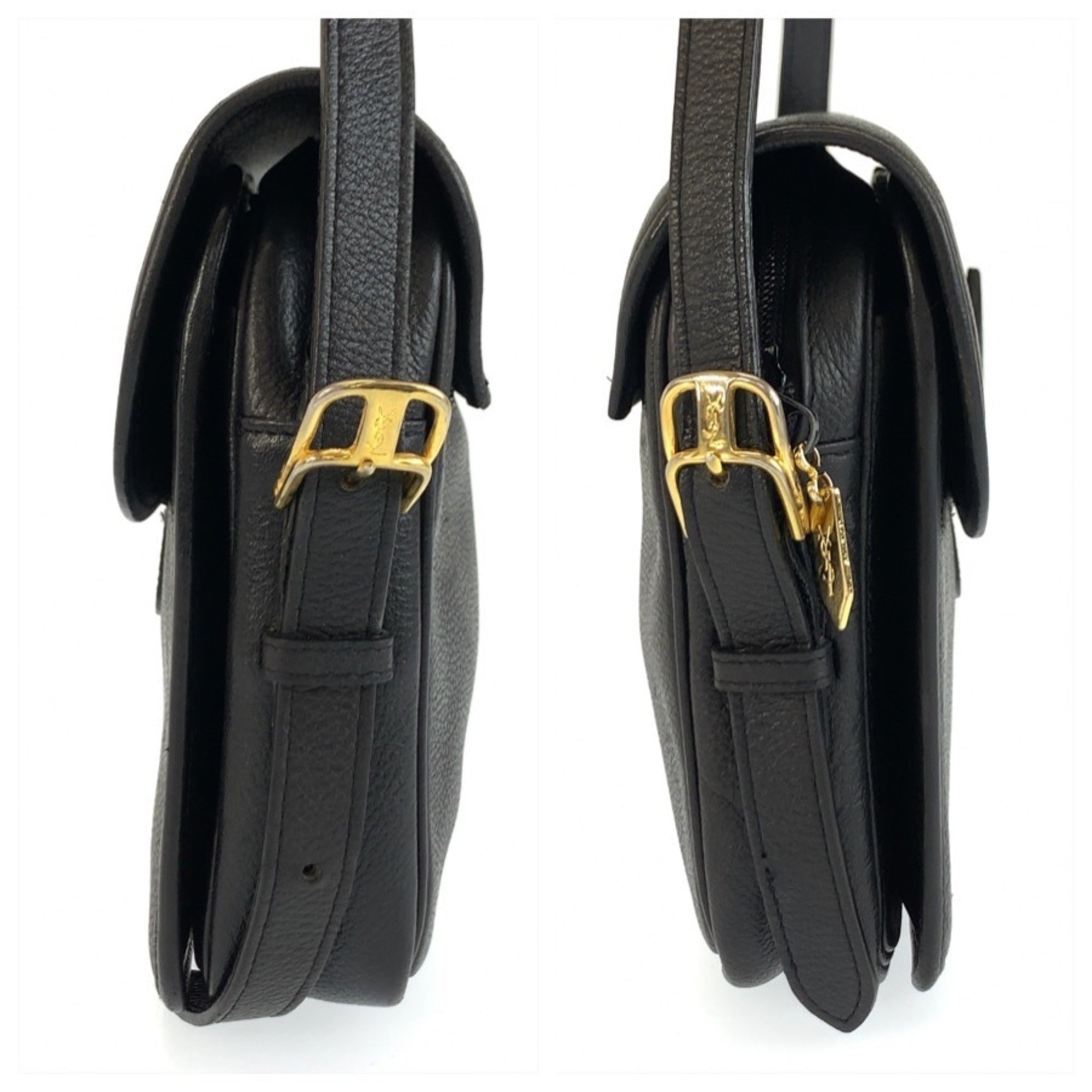 Yves Saint Laurent Black Leather Pochette Shoulder Bag (Pre-Owned)