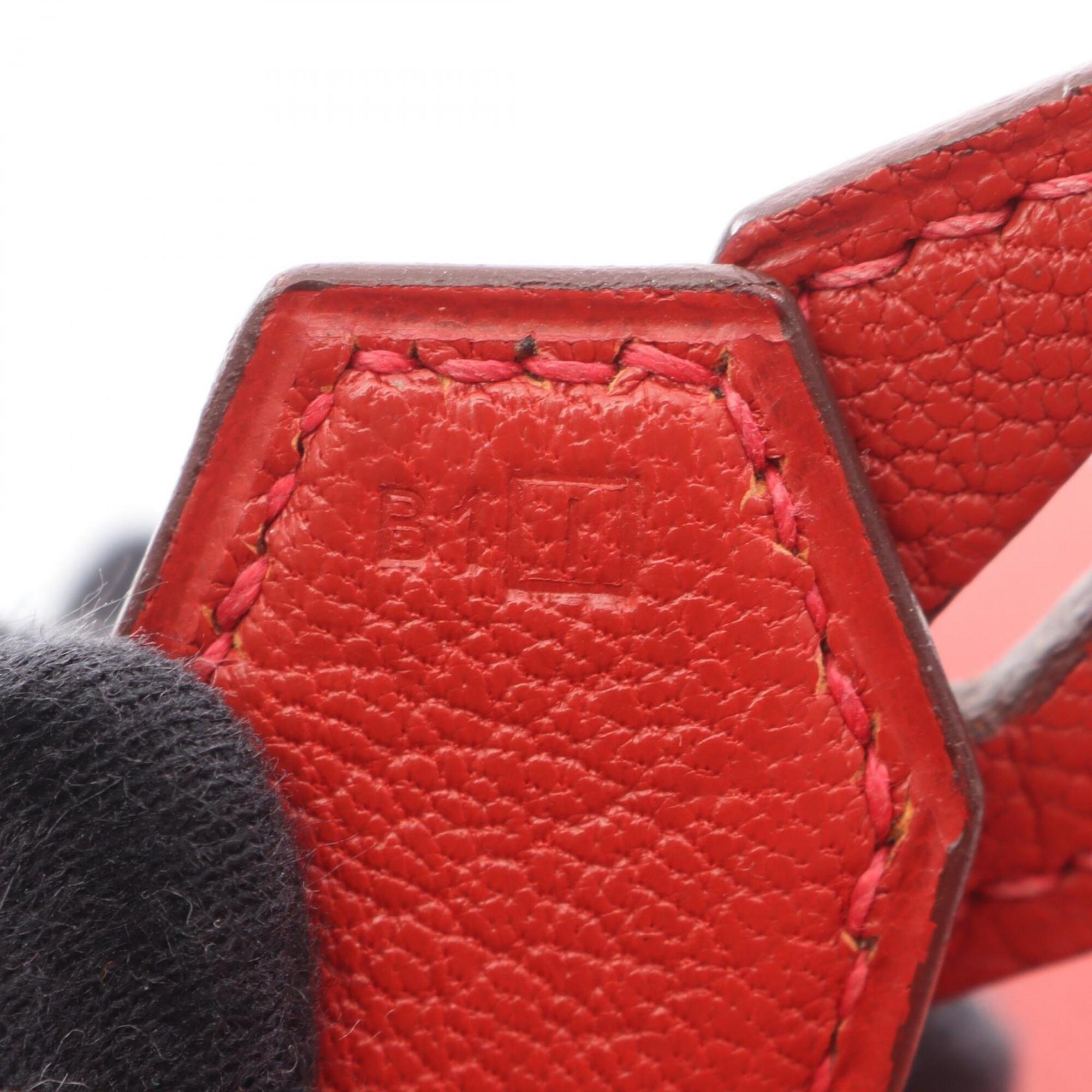 Hermes Red Color Rouge Garance Chevre Leather Handbag (Pre-Owned)