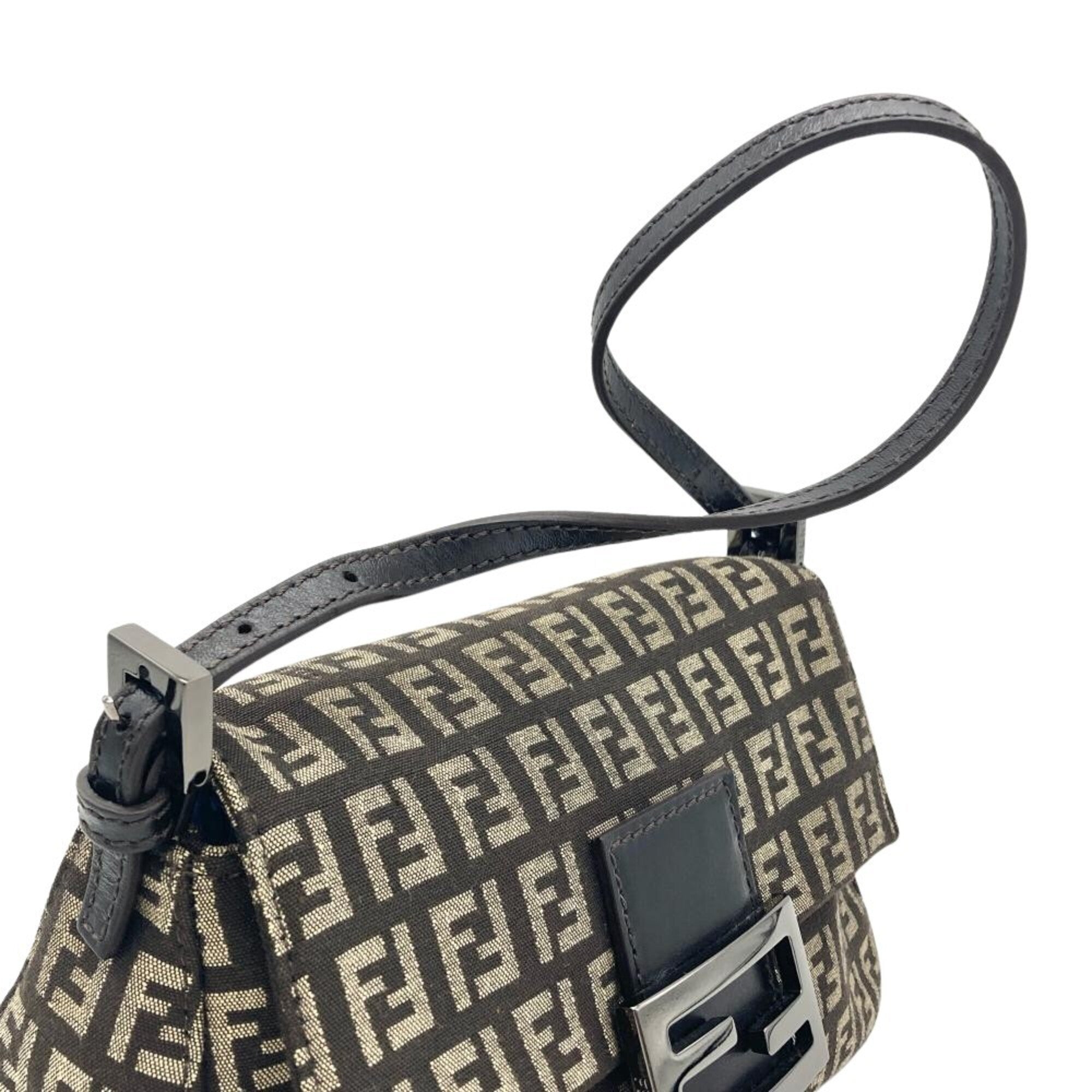 Fendi Brown Jacquard Leather Shoulder Bag (Pre-Owned)
