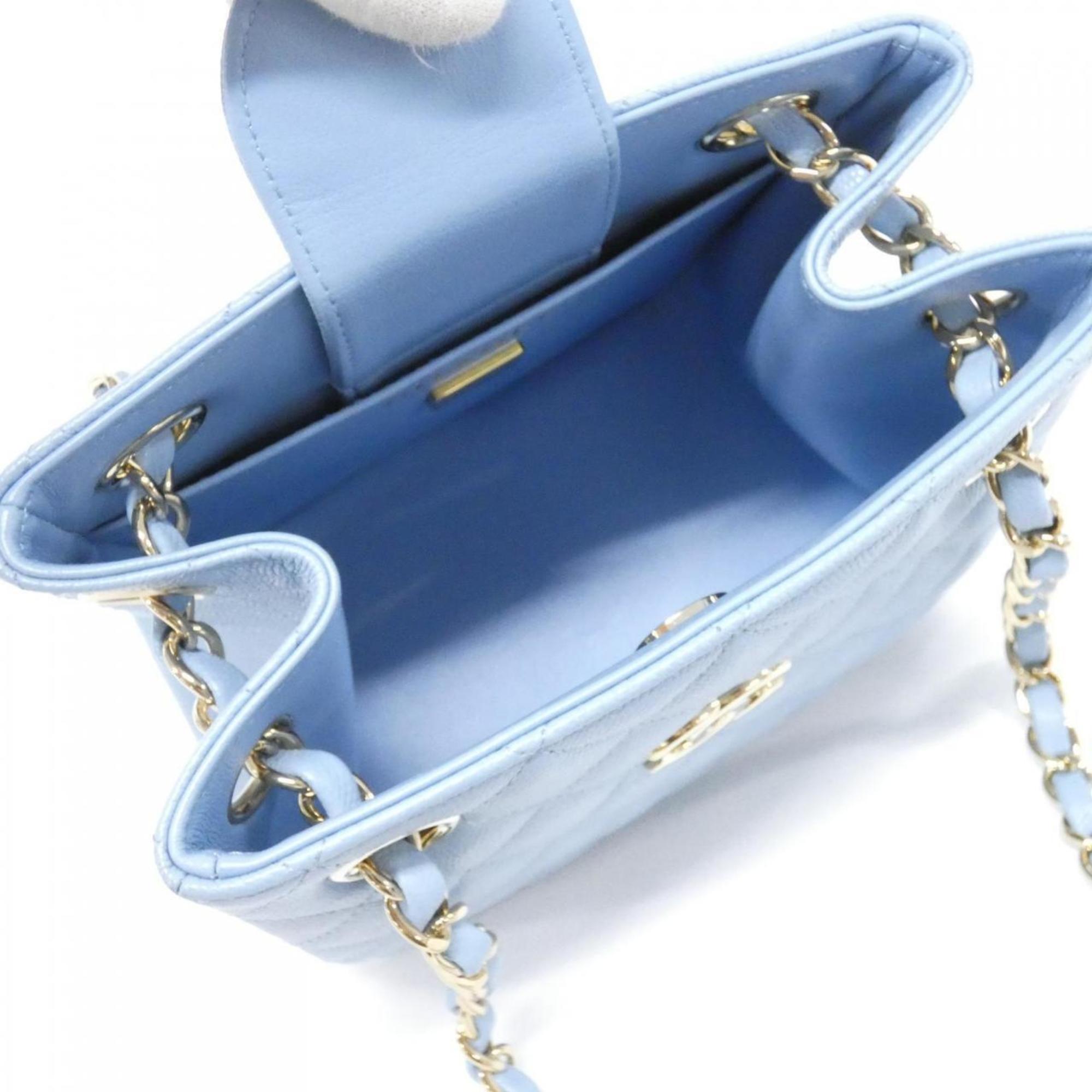 Chanel Light Blue Grained Calfskin Shoulder Bag (Pre-Owned)