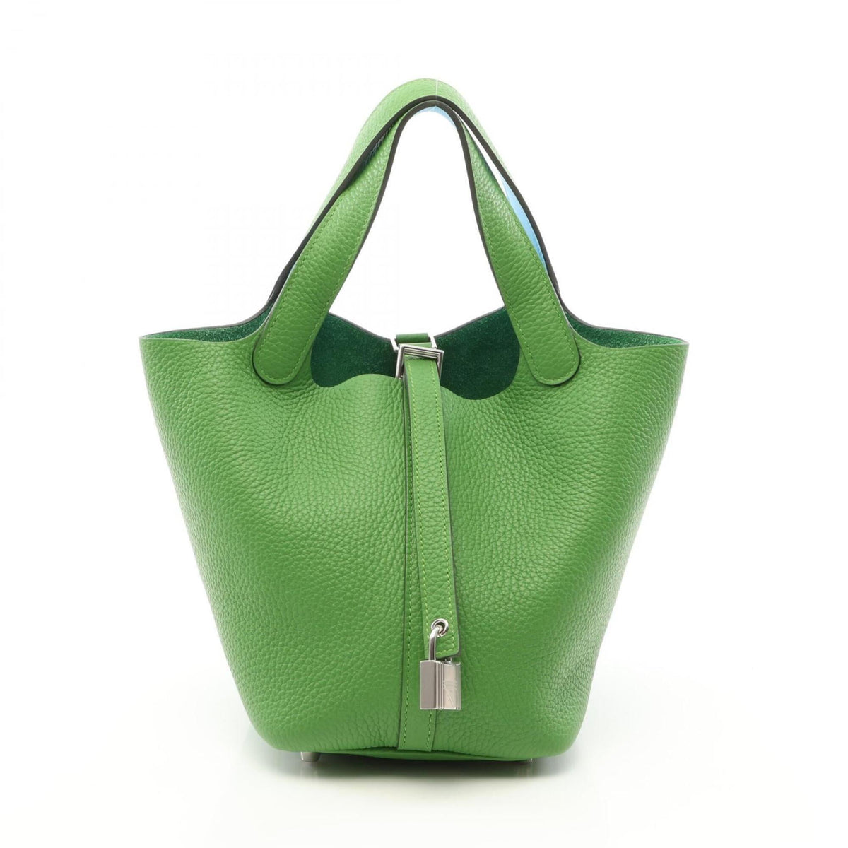 Hermes Blue Green Taurillon Clemence Leather Leather Handbag (Pre-Owned)