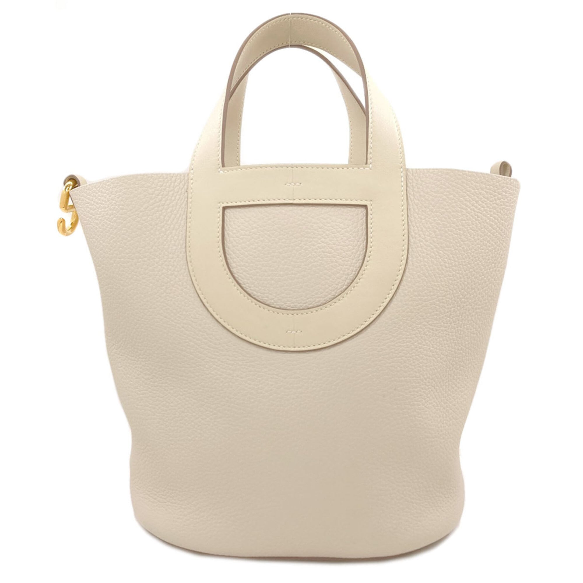 Hermes Cream Taurillon Clemence Leather Handbag (Pre-Owned)