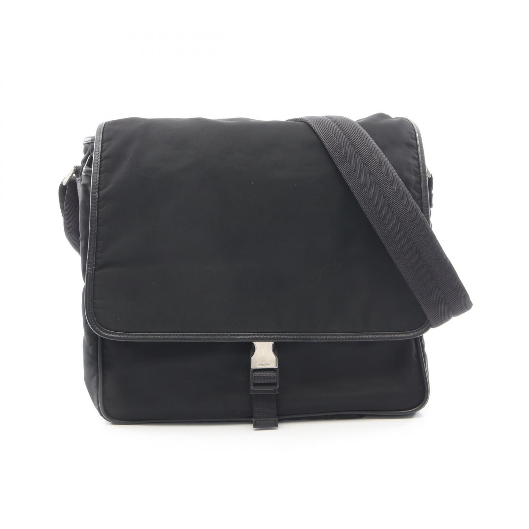 Prada Black Nylon Saffiano Triangle Handbag Shoulder Bag (Pre-Owned)