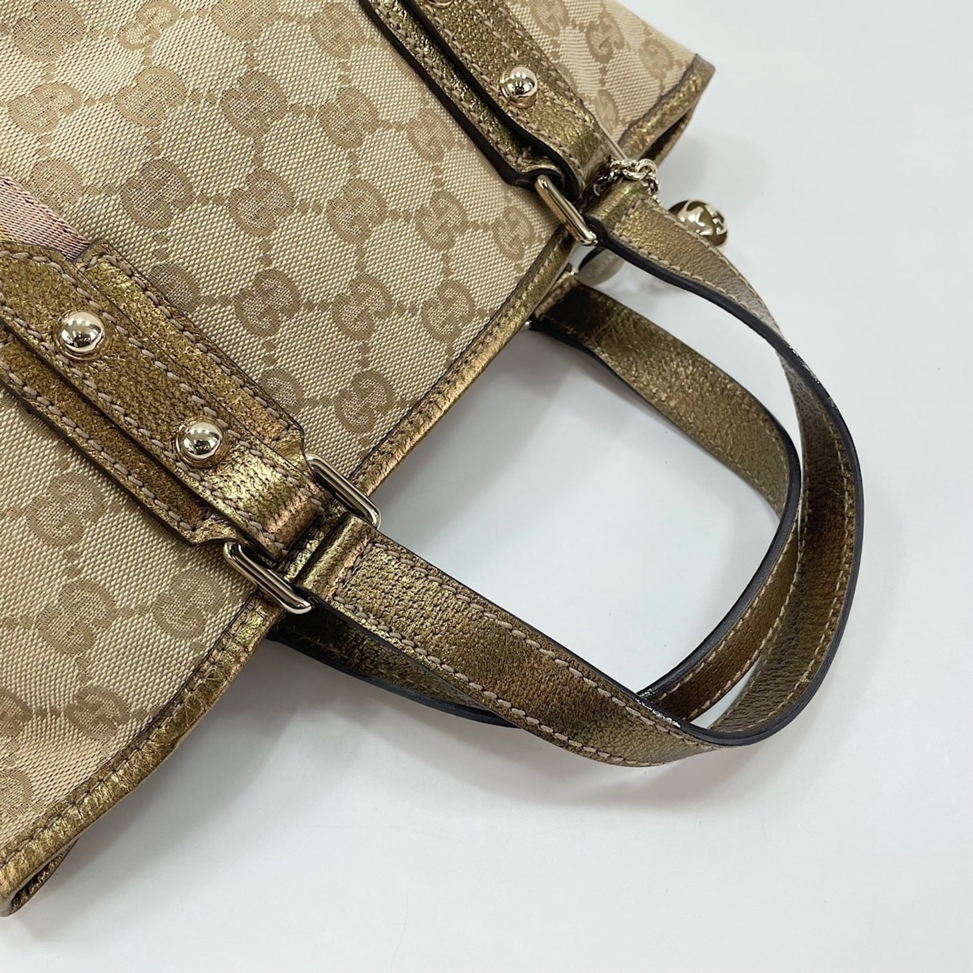 Gucci Sherry Line Beige Handbag (Pre-Owned)