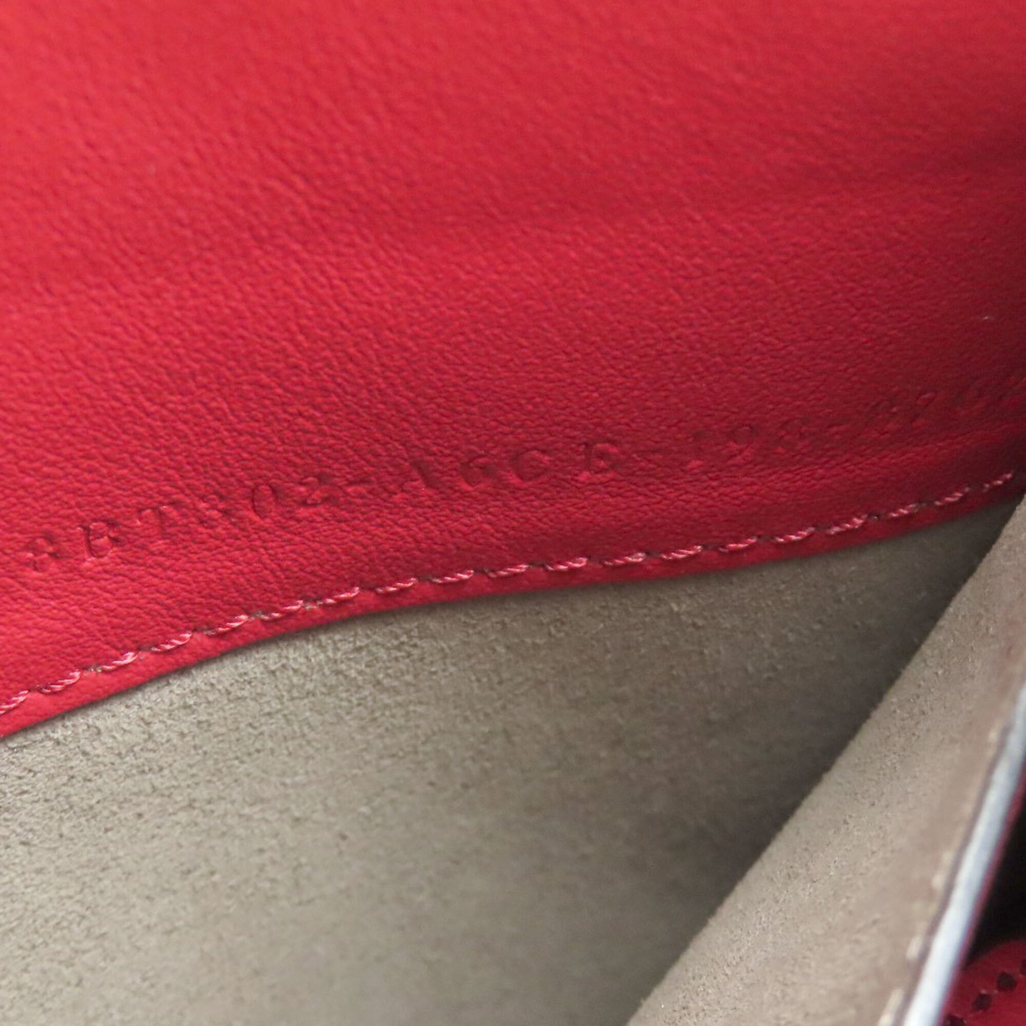 Fendi Beige Red Color Leather Handbag (Pre-Owned)