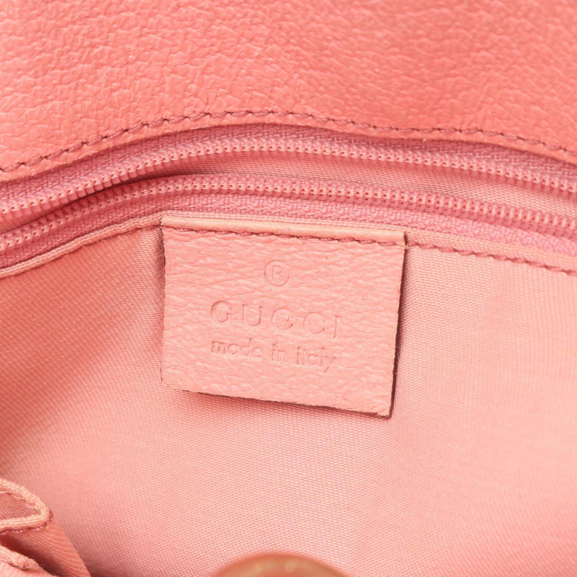 Gucci Beige Pink Canvas Leather Handbag Tote Bag (Pre-Owned)