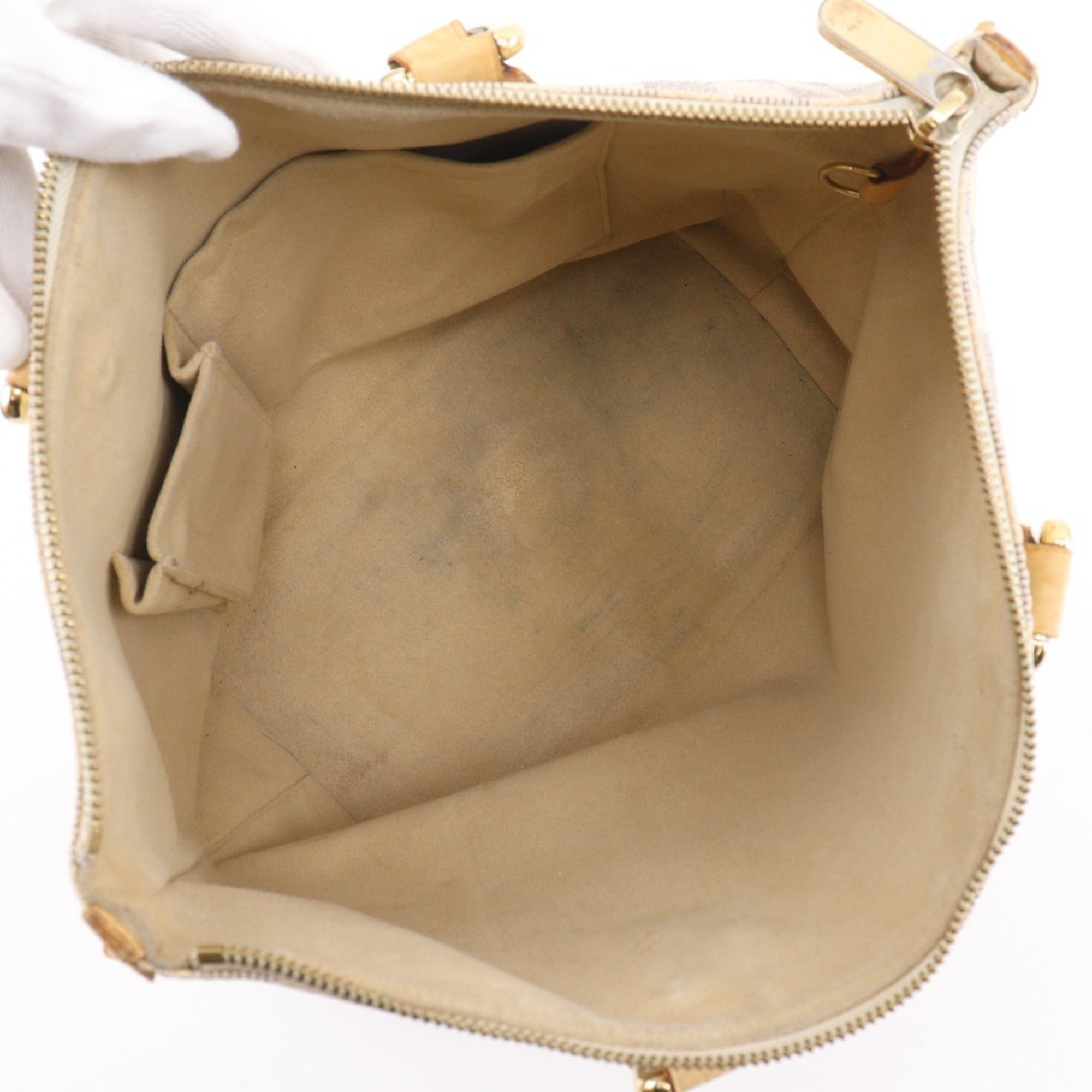 Louis Vuitton White Damier Azur Canvas Handbag (Pre-Owned)
