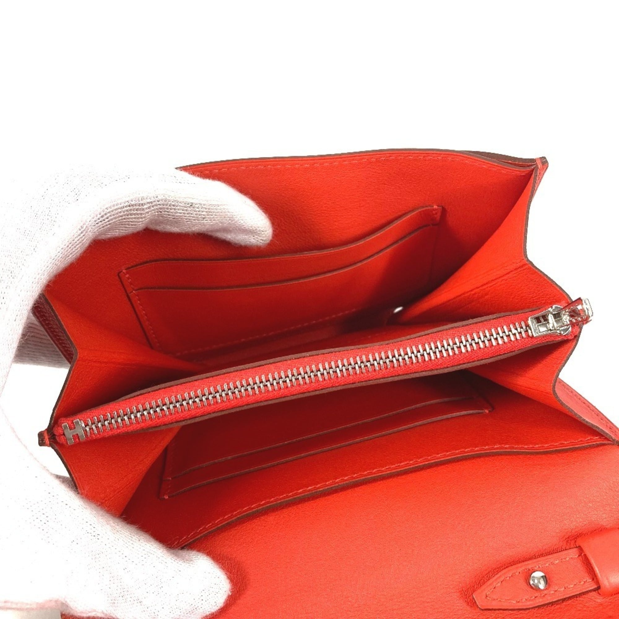 Hermes Red Color Swift Leather Pochette Shoulder Bag (Pre-Owned)