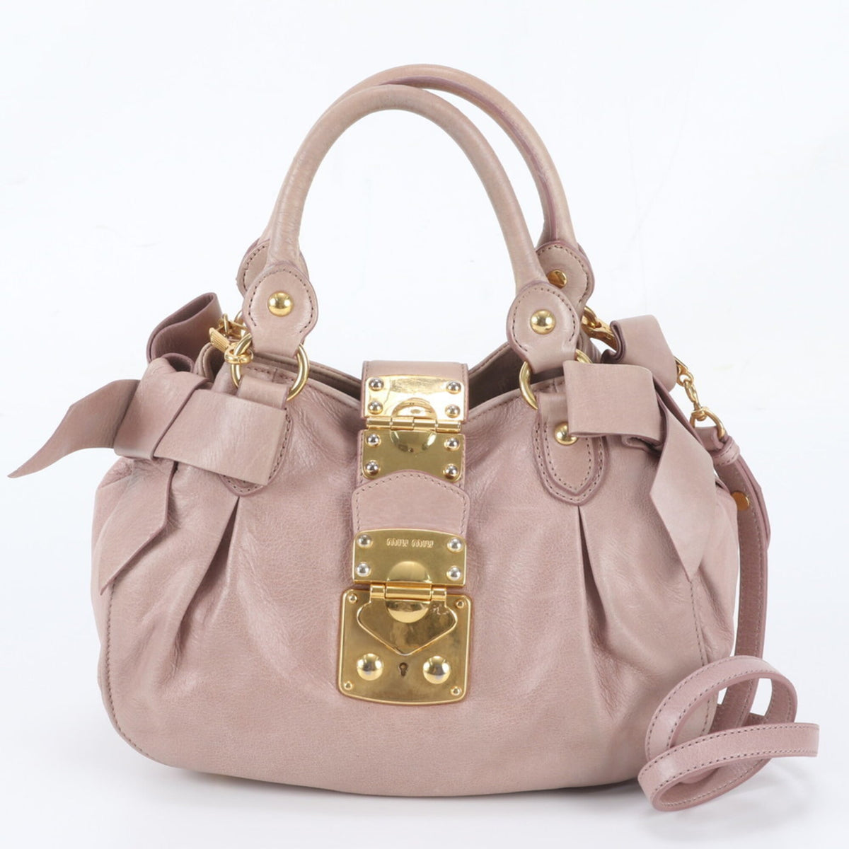 Miu Miu Pink Leather Handbag Shoulder Bag Tote Bag (Pre-Owned)