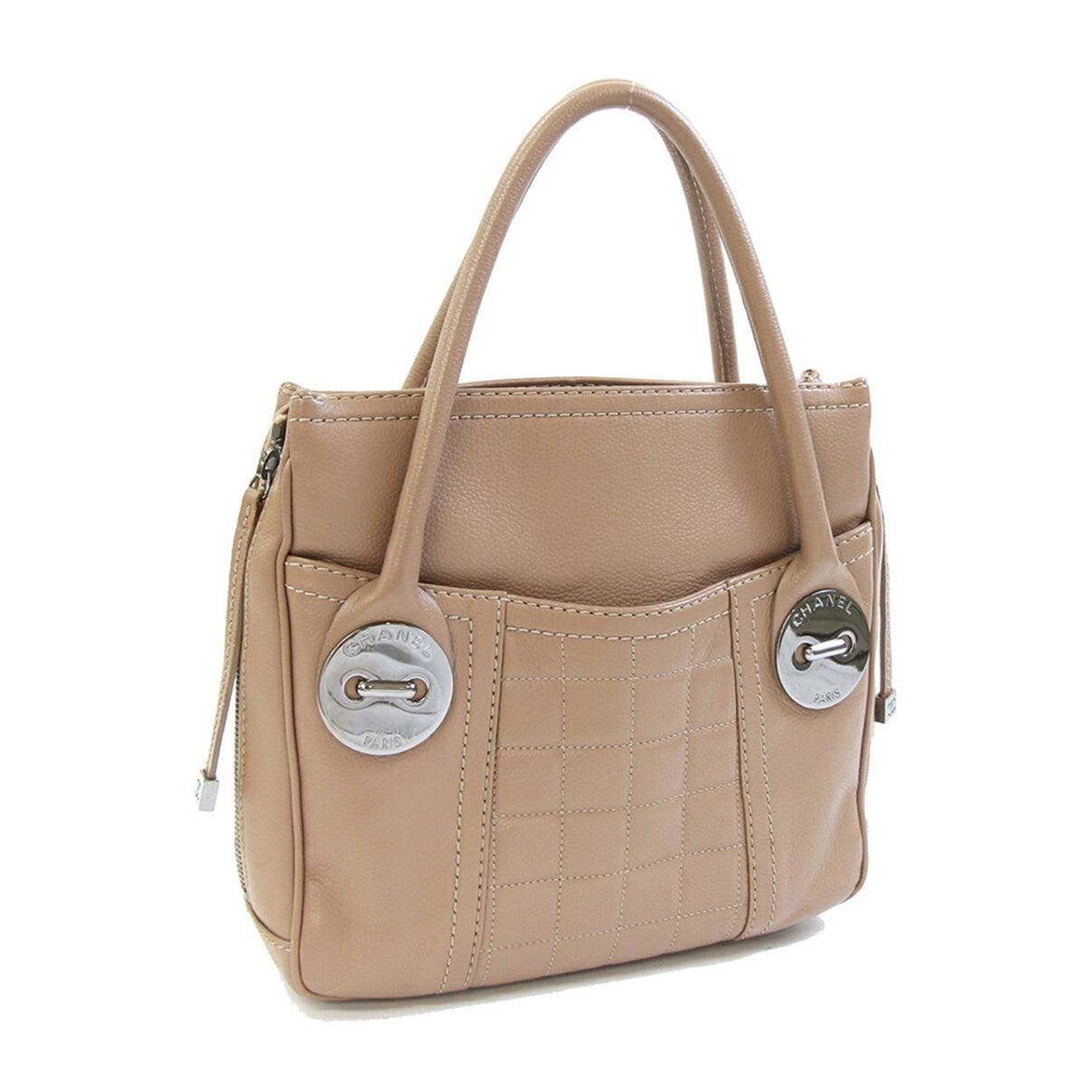 Chanel Beige Grained Calfskin Handbag (Pre-Owned)