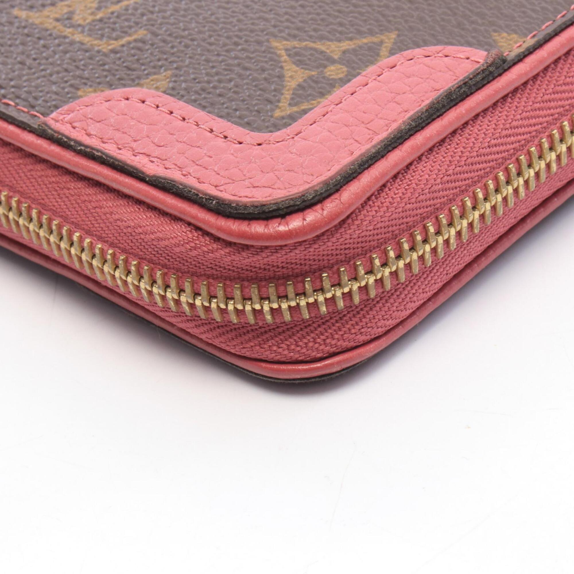 Louis Vuitton Brown Monogram Pink Leather Pvc Long Wallet (Bi-Fold) (Pre-Owned)