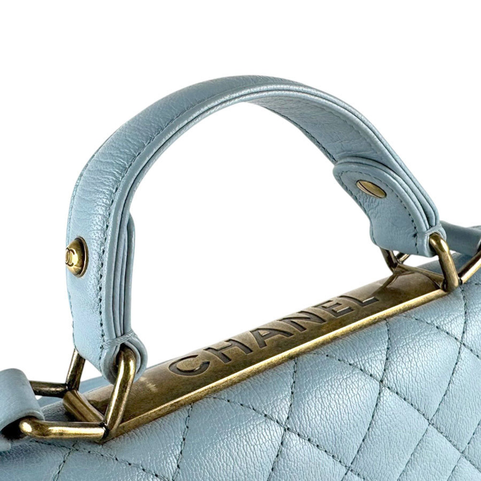 Chanel Blue Leather Handbag Shoulder Bag (Pre-Owned)