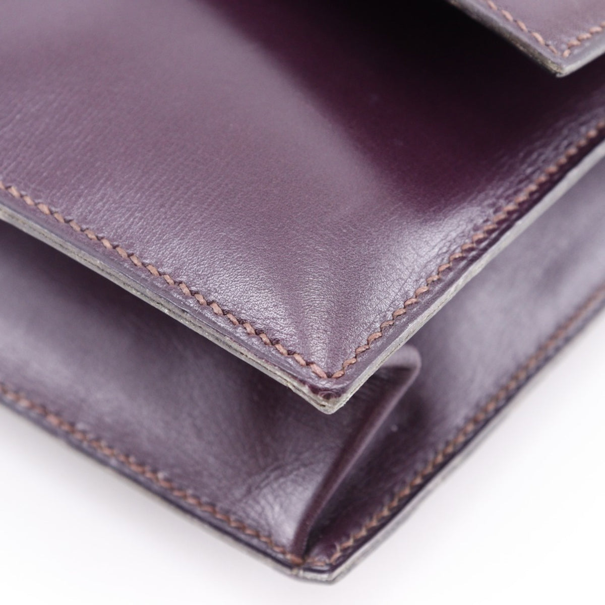 Hermes Bordeaux Box Calf Leather Clutch Bag (Pre-Owned)