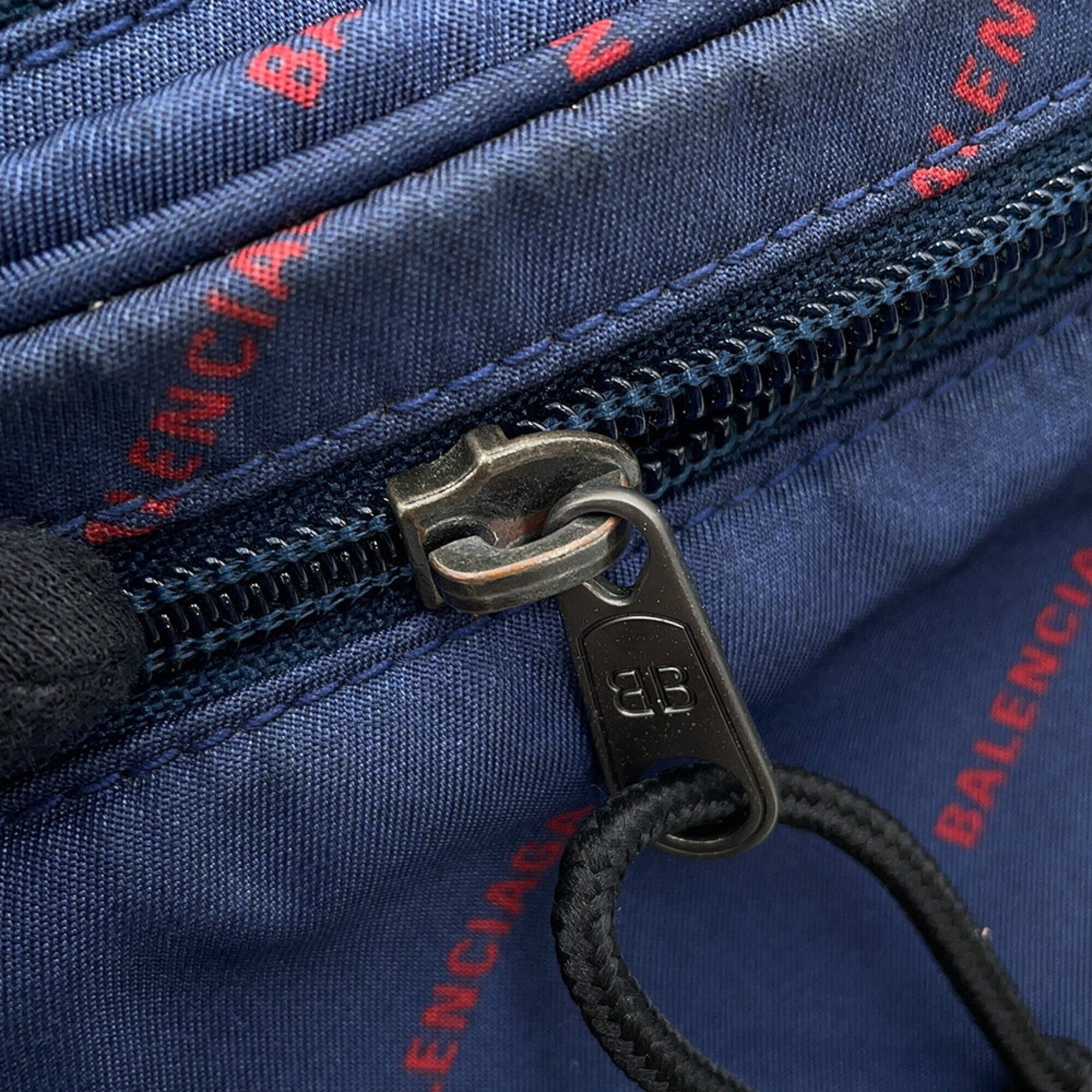 Balenciaga Navy Red Color Nylon Sling Bag (Pre-Owned)