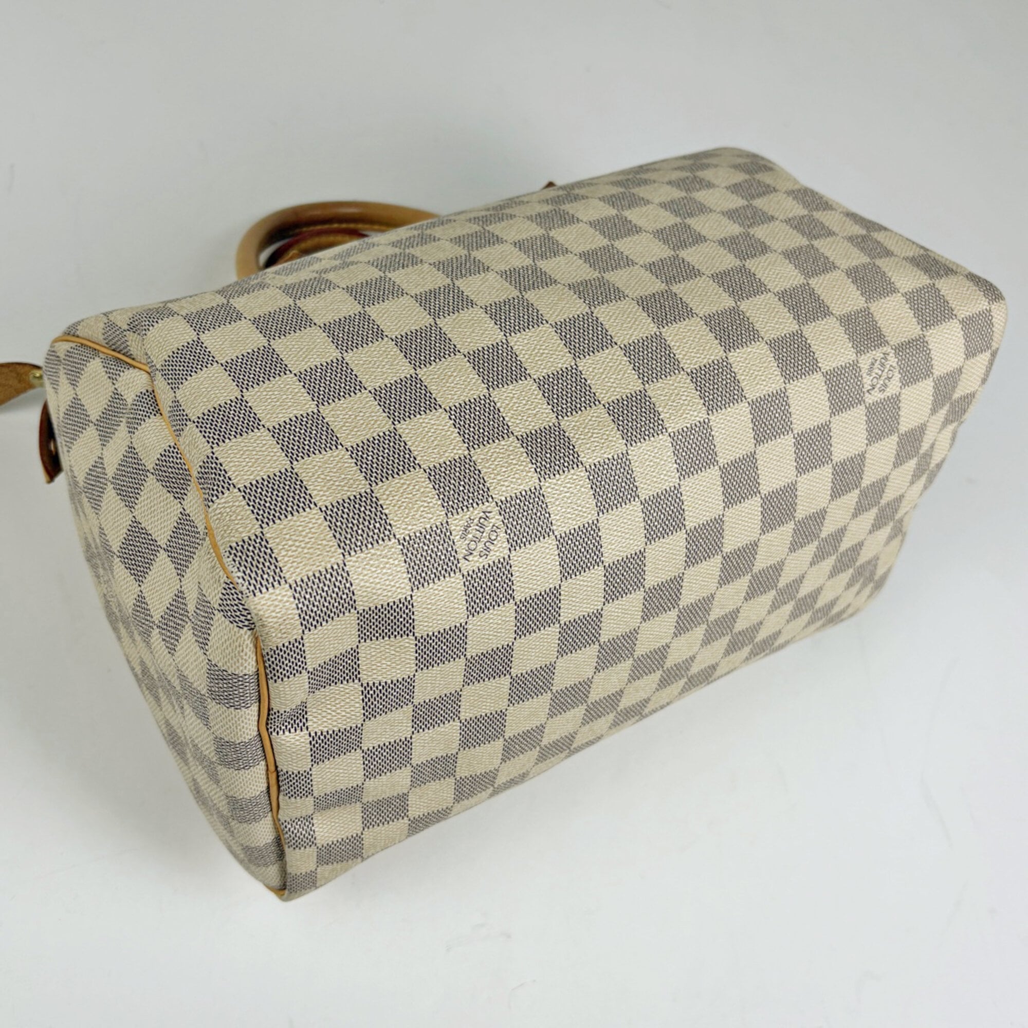 Louis Vuitton White Damier Azur Boston Bag Handbag (Pre-Owned)