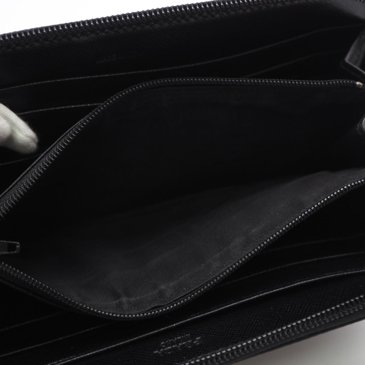 Prada Saffiano Black Nylon Saffiano Long Wallet (Bi-Fold) (Pre-Owned)