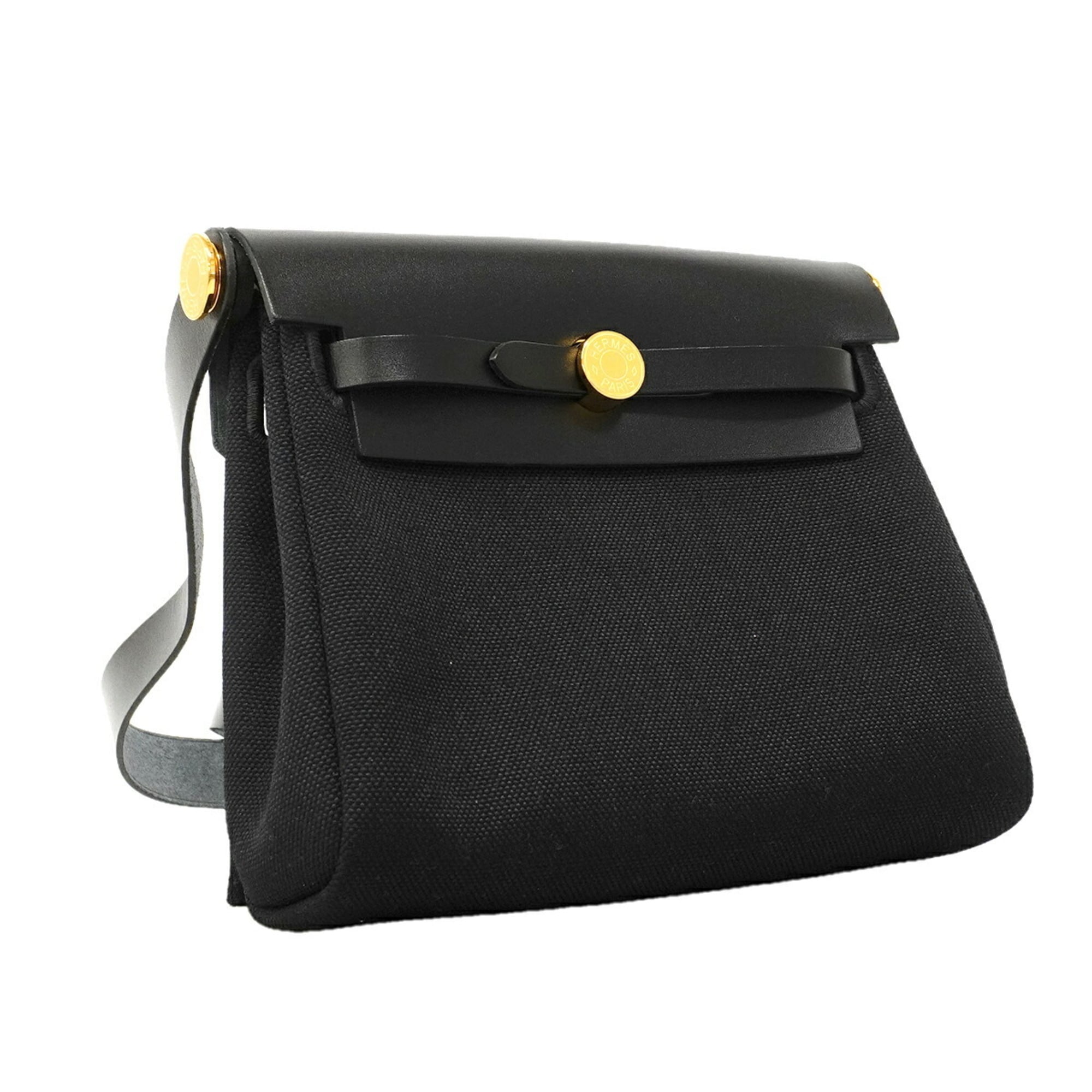 Hermes Black Toile Officier Shoulder Bag (Pre-Owned)