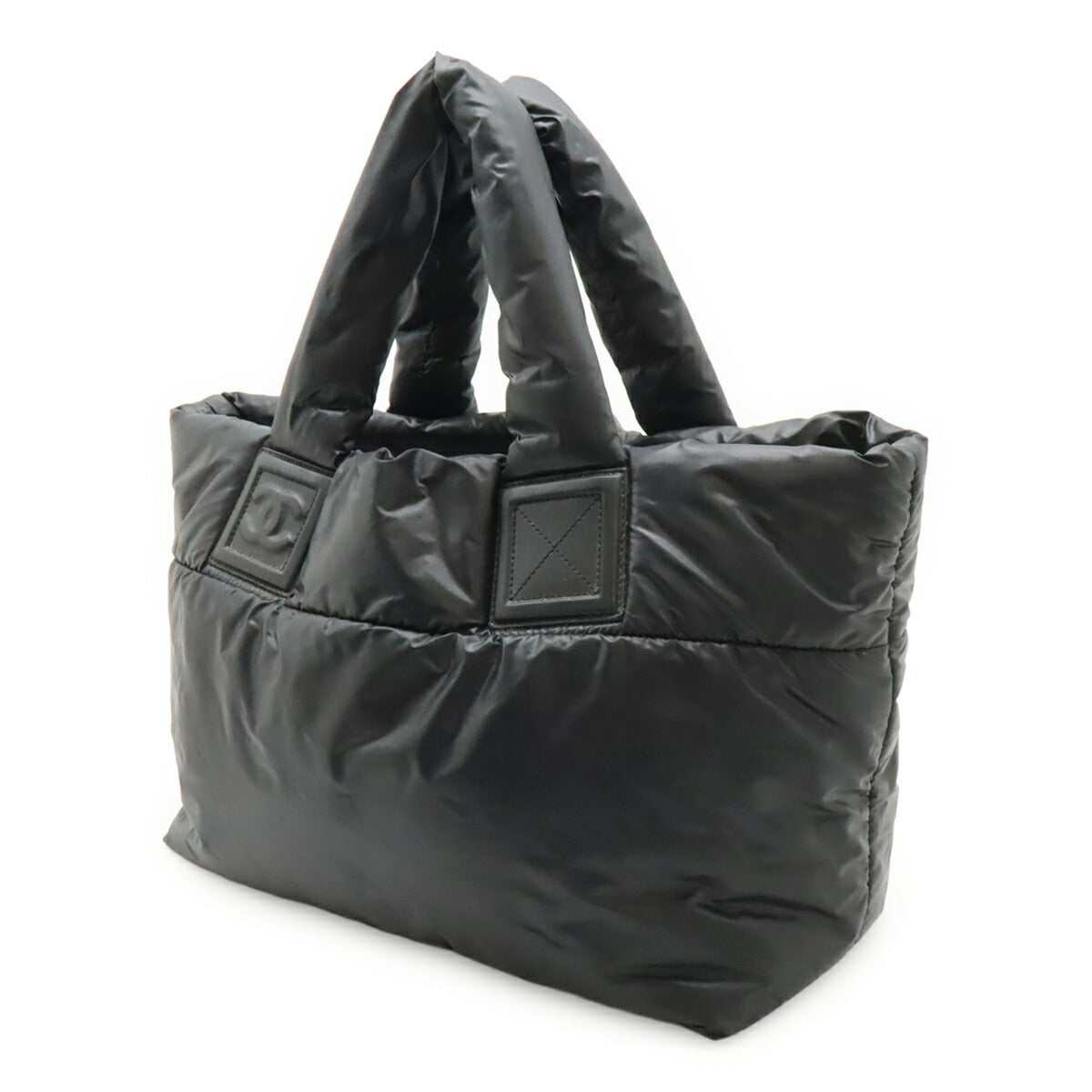 Chanel Black Nylon Leather Handbag Tote Bag (Pre-Owned)