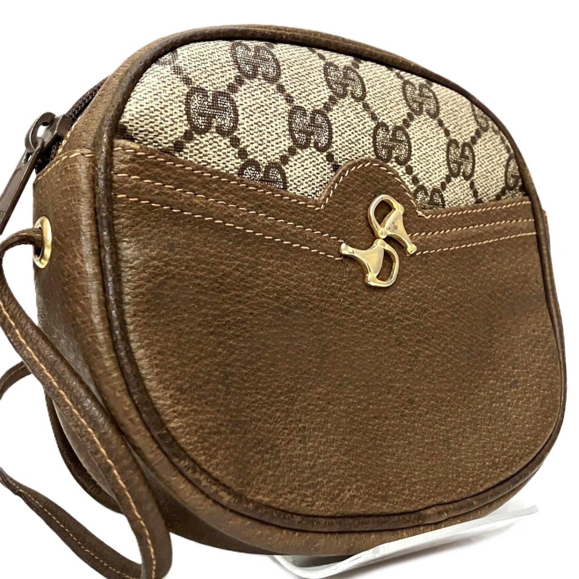 Gucci Horsebit Brown Pvc Leather Shoulder Bag (Pre-Owned)