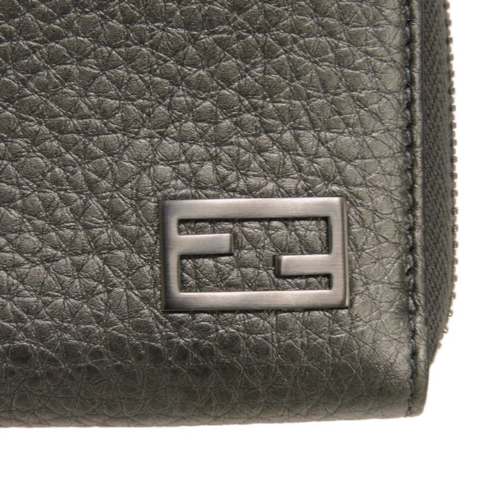 Fendi Gunmetal Metallic Gray Coin Purse/Coin Case (Pre-Owned)