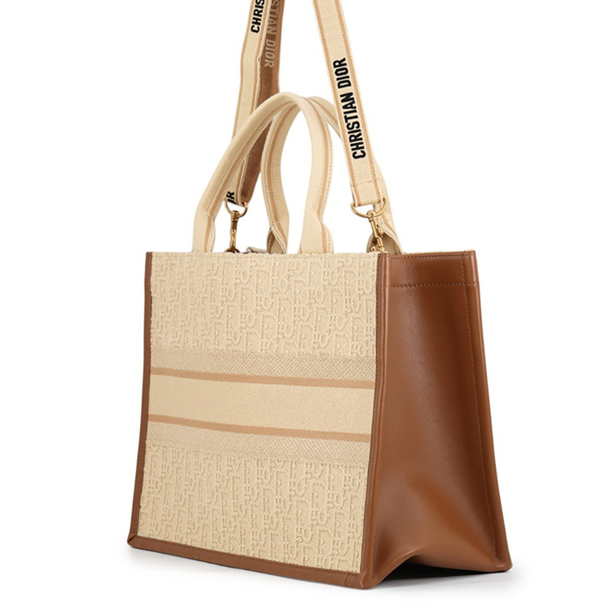 Christian Dior Beige Brown Canvas Handbag Tote Bag (Pre-Owned)