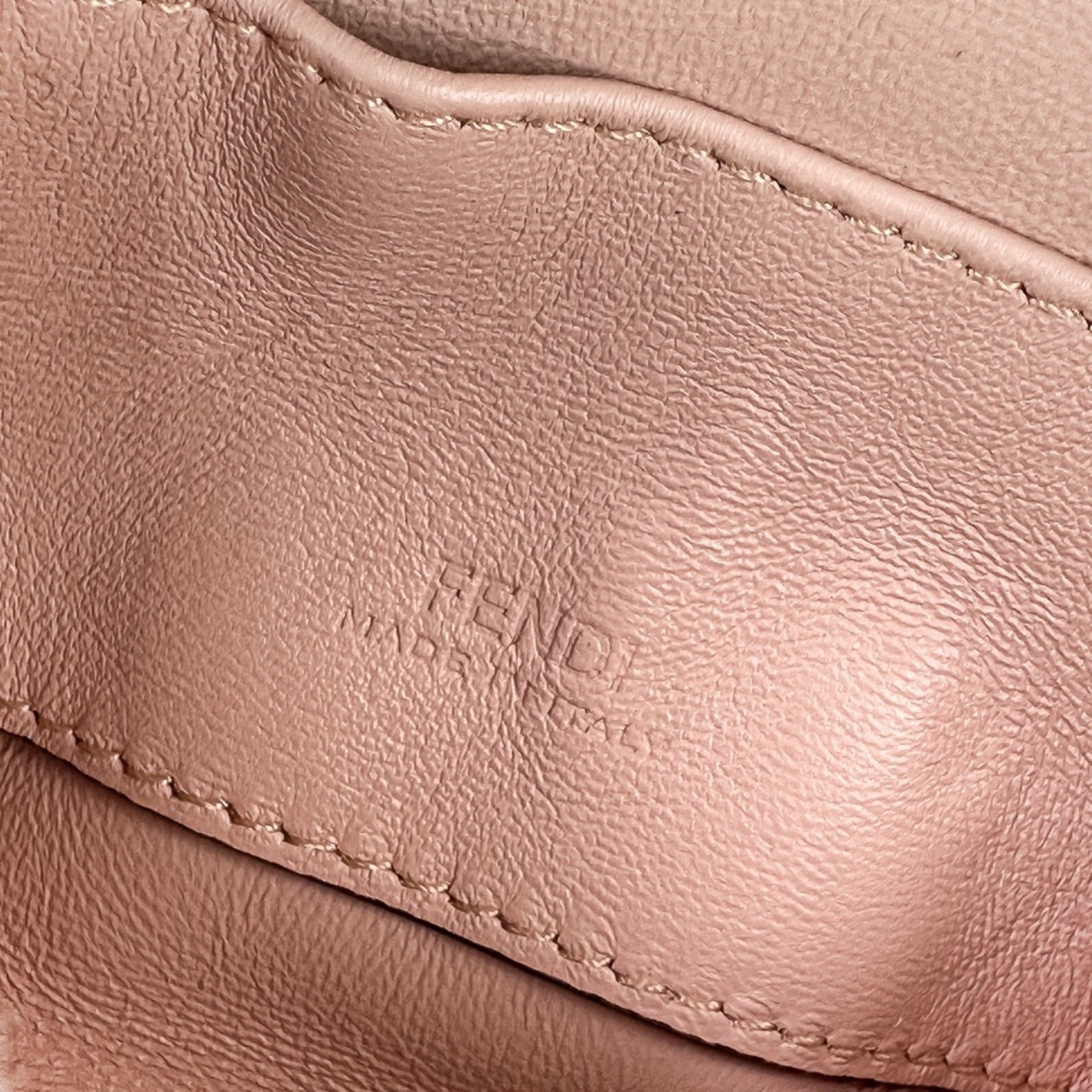Fendi Baguette Pink Beige Fur Shoulder Bag (Pre-Owned)