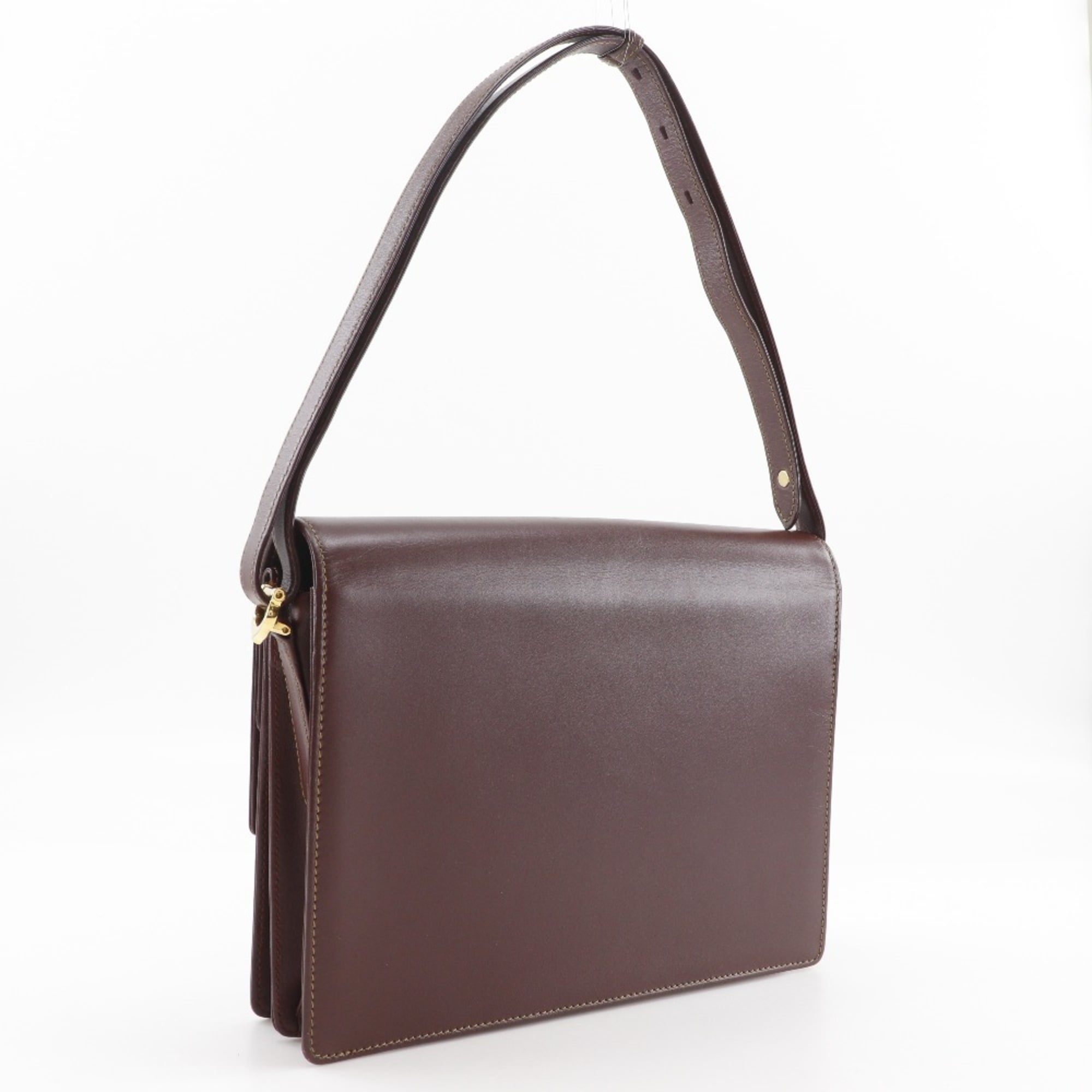 Cartier Must Bordeaux Leather Shoulder Bag (Pre-Owned)