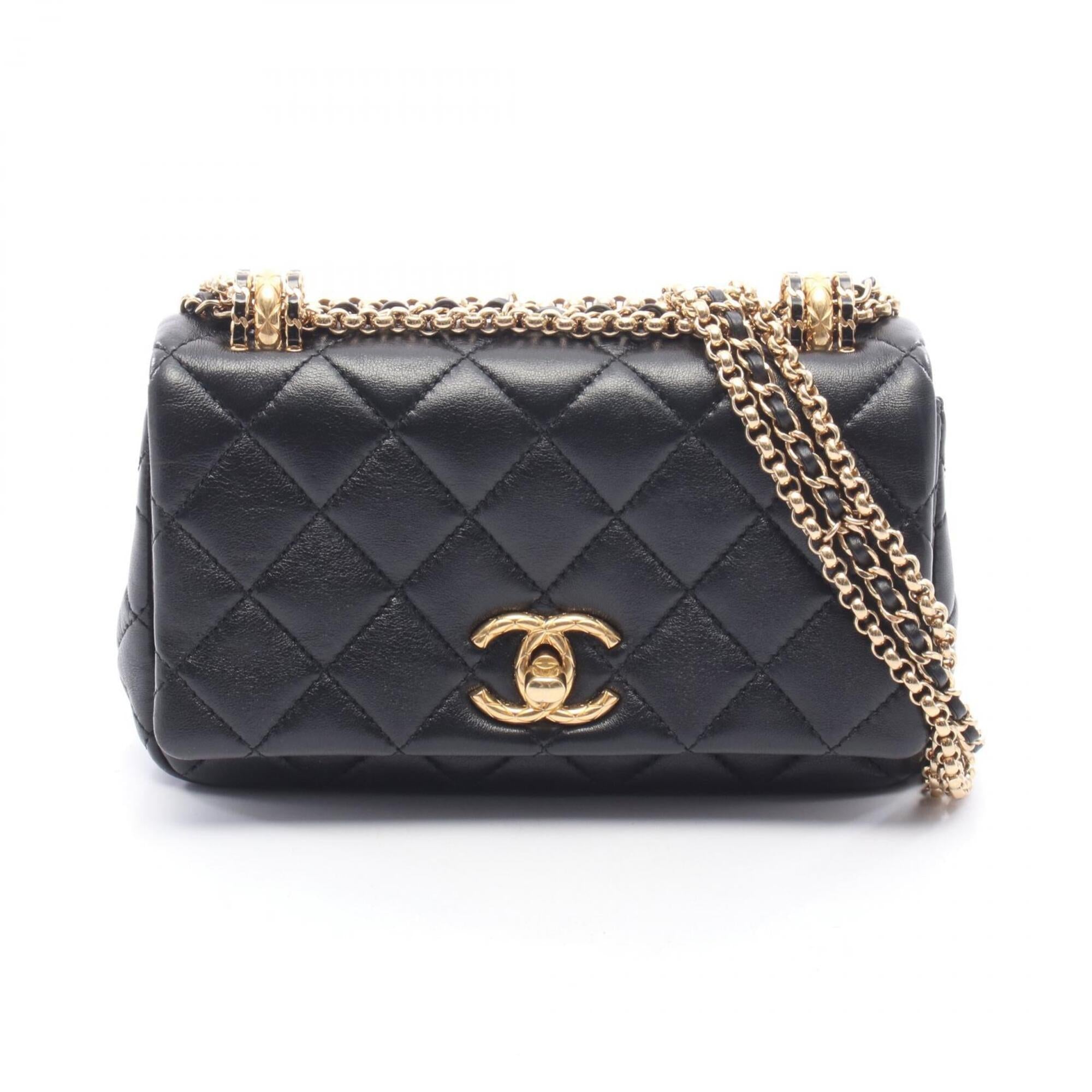 Chanel Black Leather Handbag Shoulder Bag (Pre-Owned)