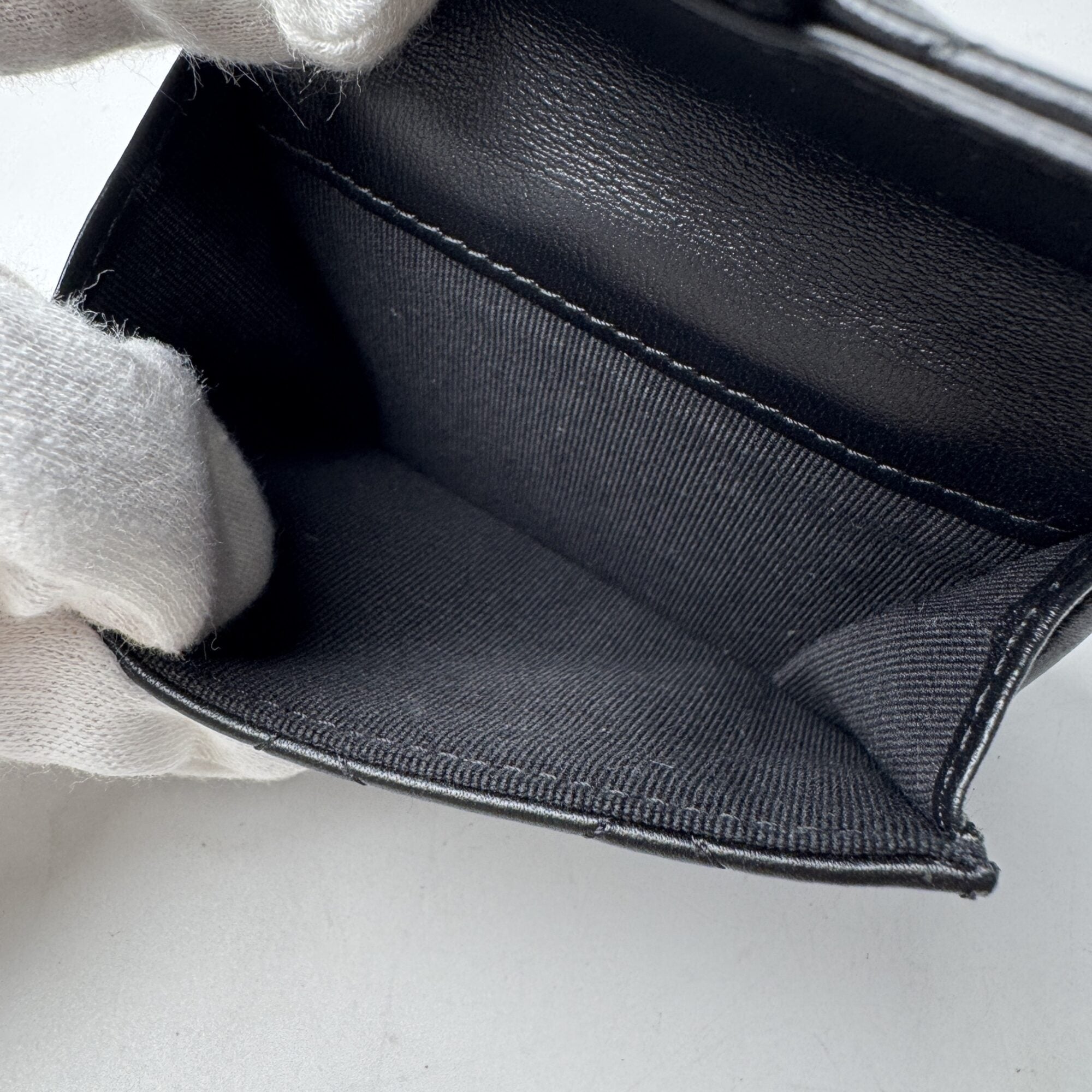 Chanel Black Leather Wallet (Tri-Fold) (Pre-Owned)