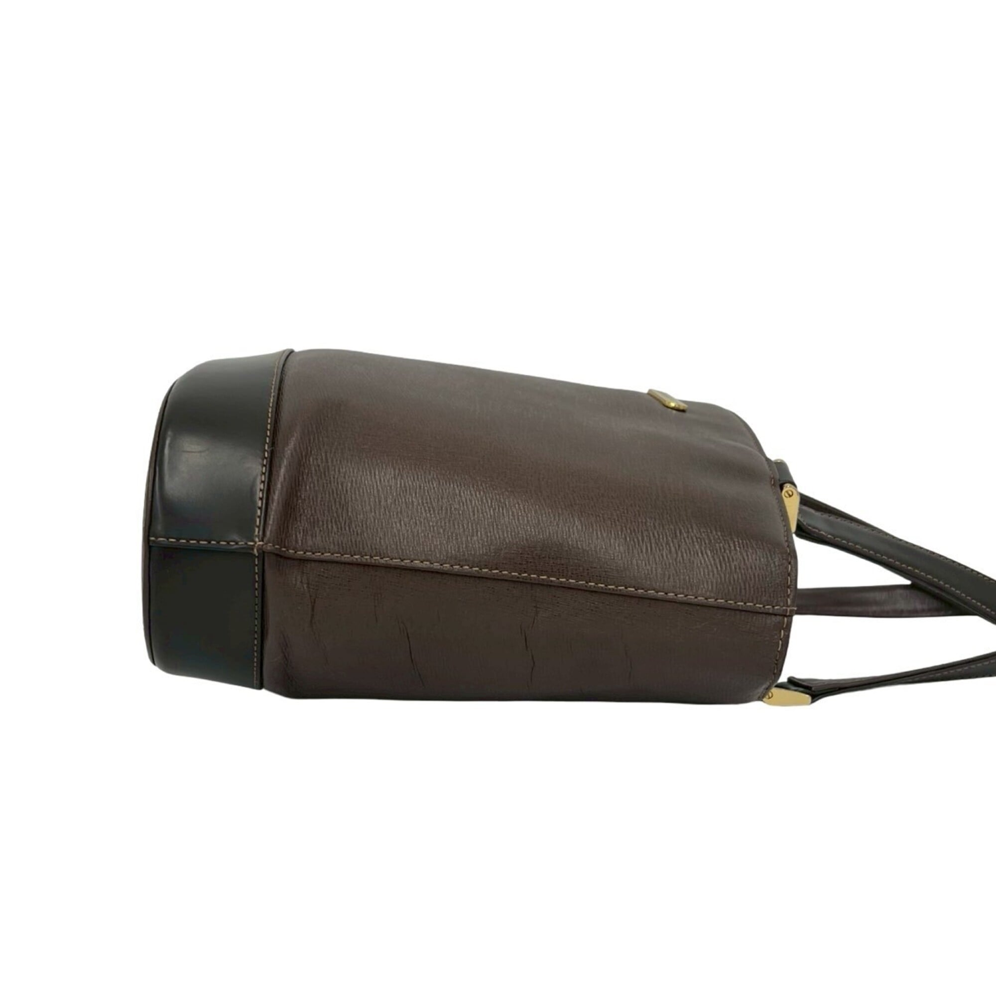 Burberry Black Brown Leather Handbag Tote Bag (Pre-Owned)