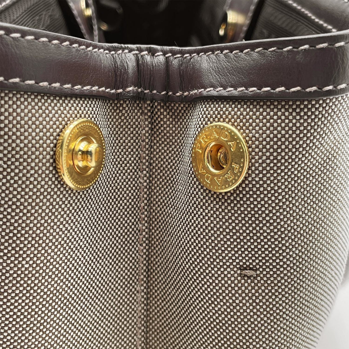 Prada Brown Canvas Leather Shoulder Bag (Pre-Owned)