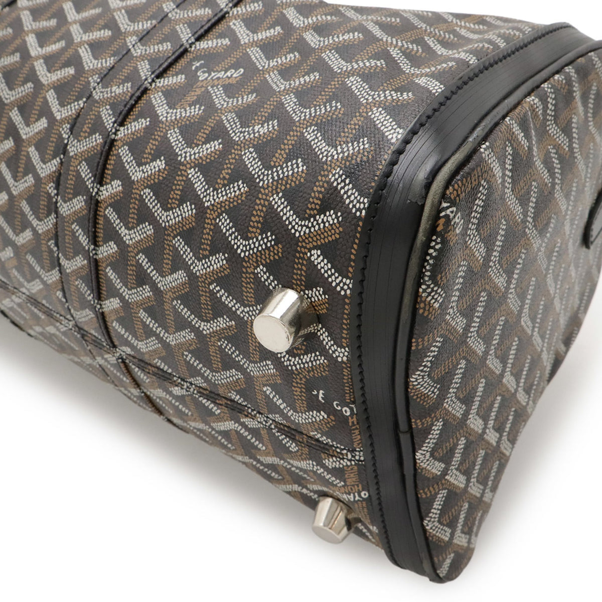 Goyard Black Brown White Coated Canvas Leather Handbag (Pre-Owned)
